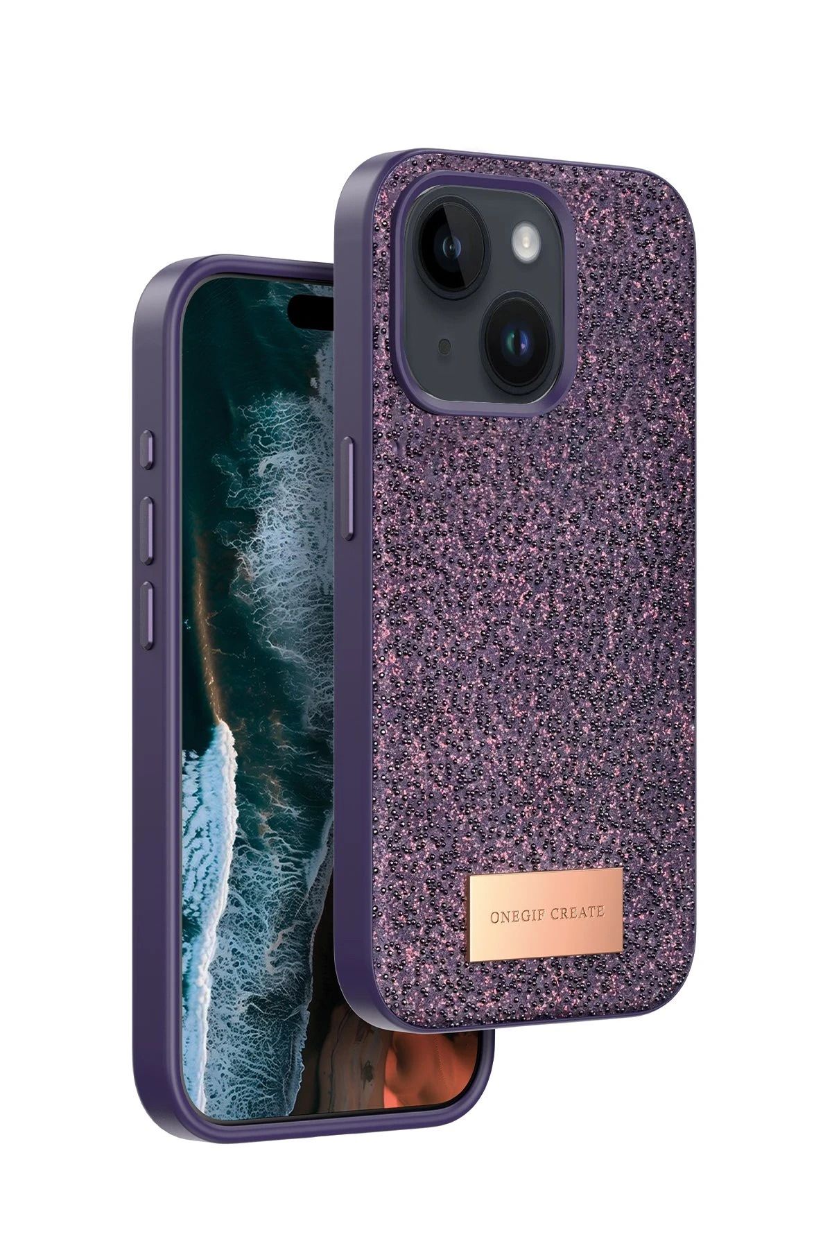 ONEGIF iPhone 15 Bright Simli Kapak - Derin Mor FERRG