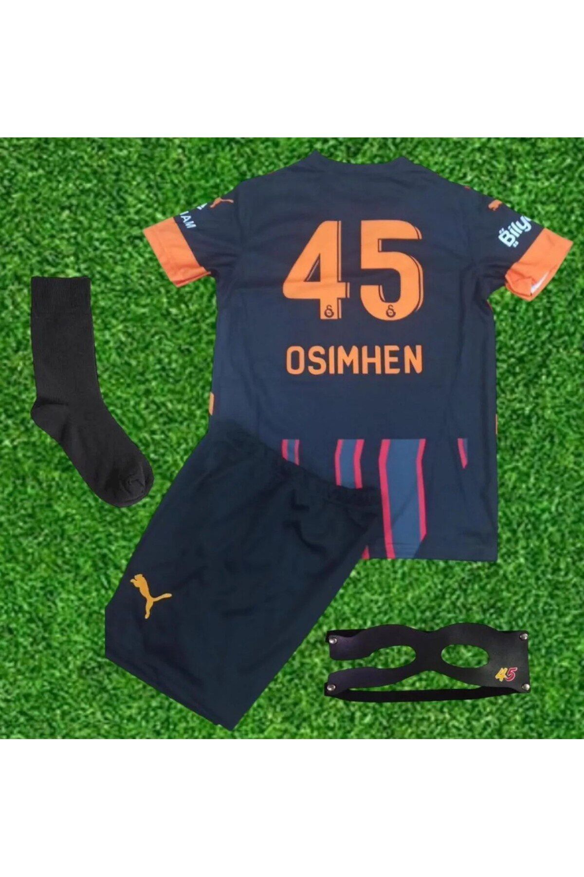 Alaturka Mix Galatâsarây/.Vitor-Osimhênn-45 Siyah Alternatif yeni Sezon Futbol Çocuk Forması maske hediye
