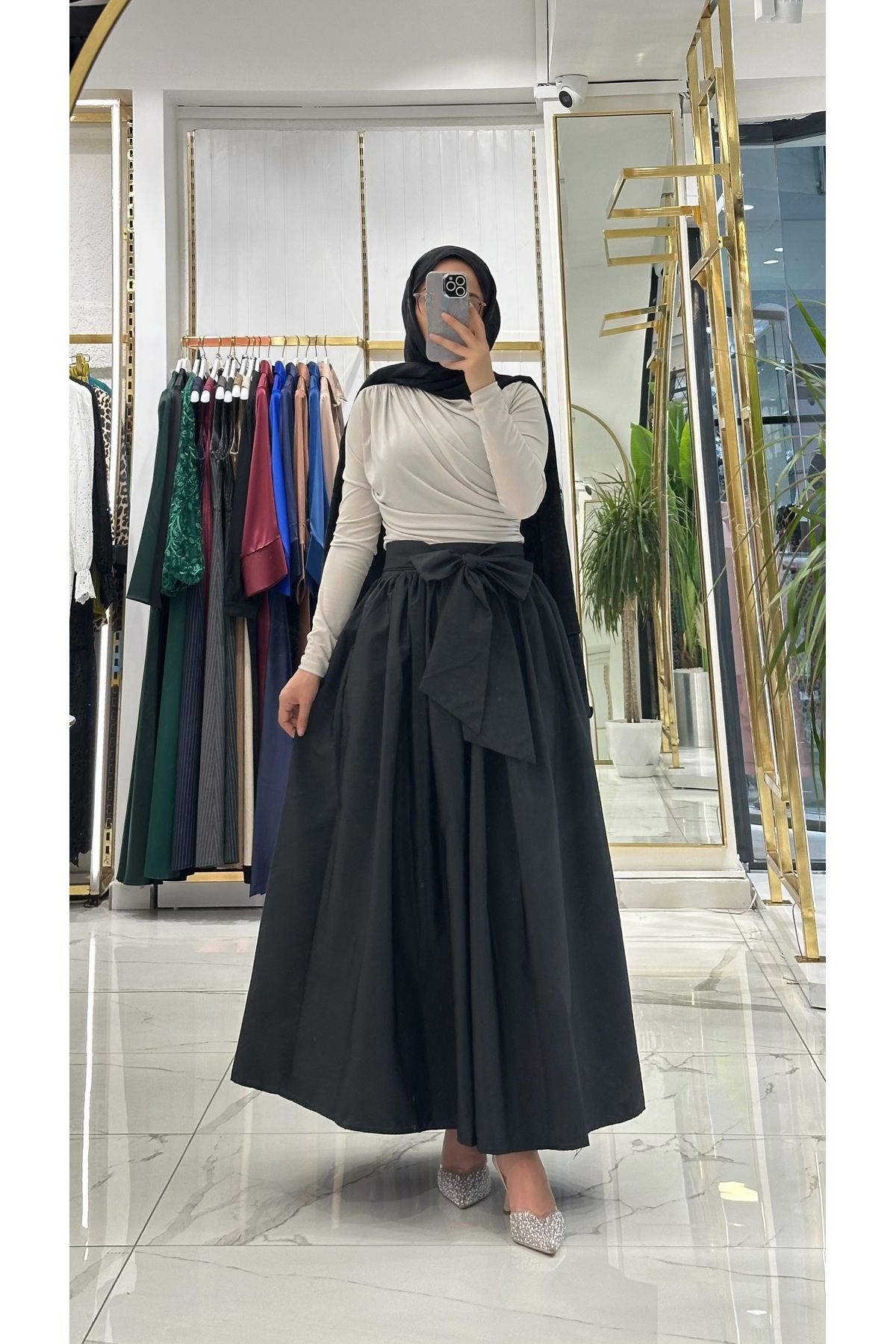She Olive Fiyong bağlamalı tesettür etek