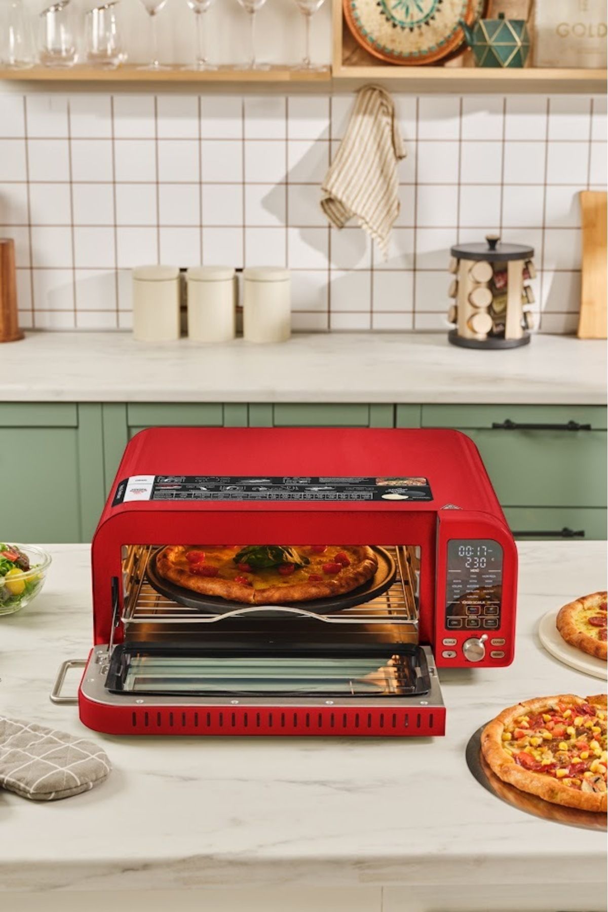 Vintage Craft Pizza Makinesi ve Airfryer Red 2000 W