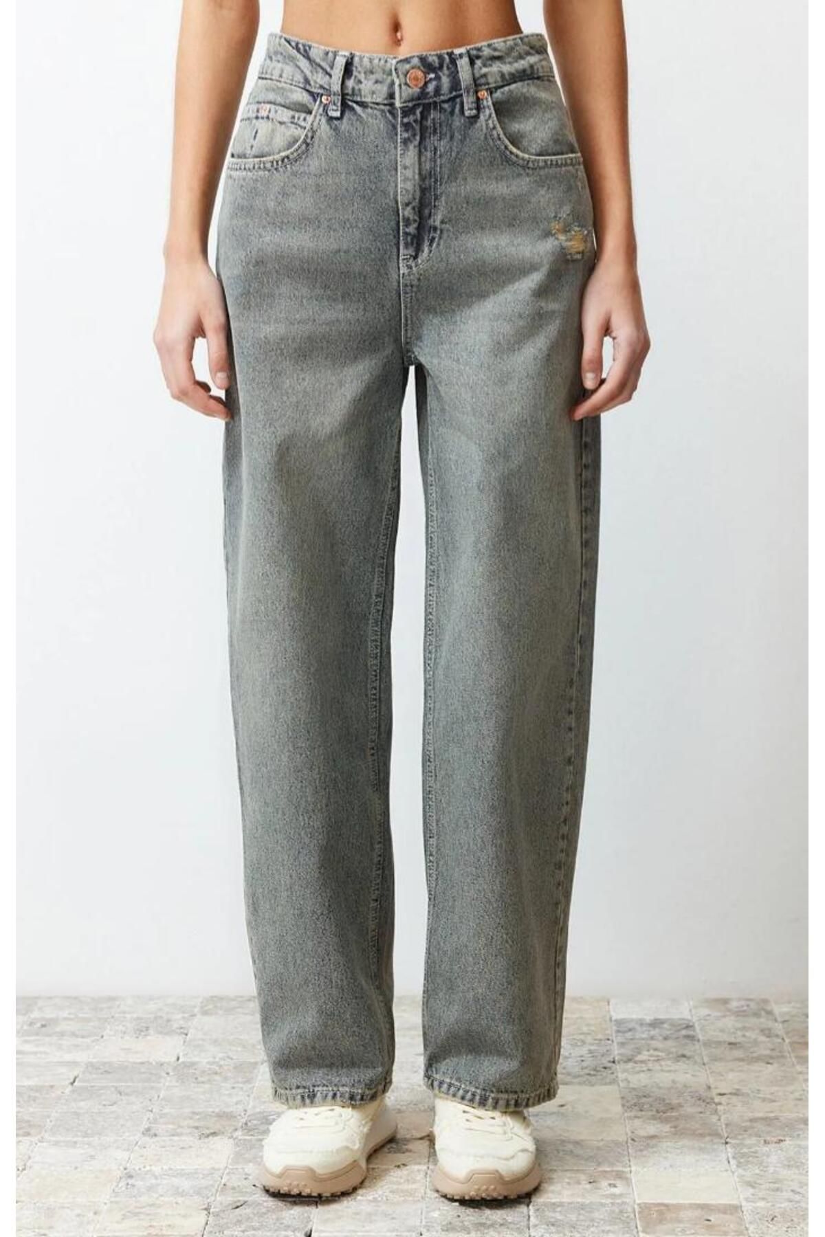 KARACAN COMPANY Soluk Efekt Vintage Düşük Bel Wide Leg Jeans