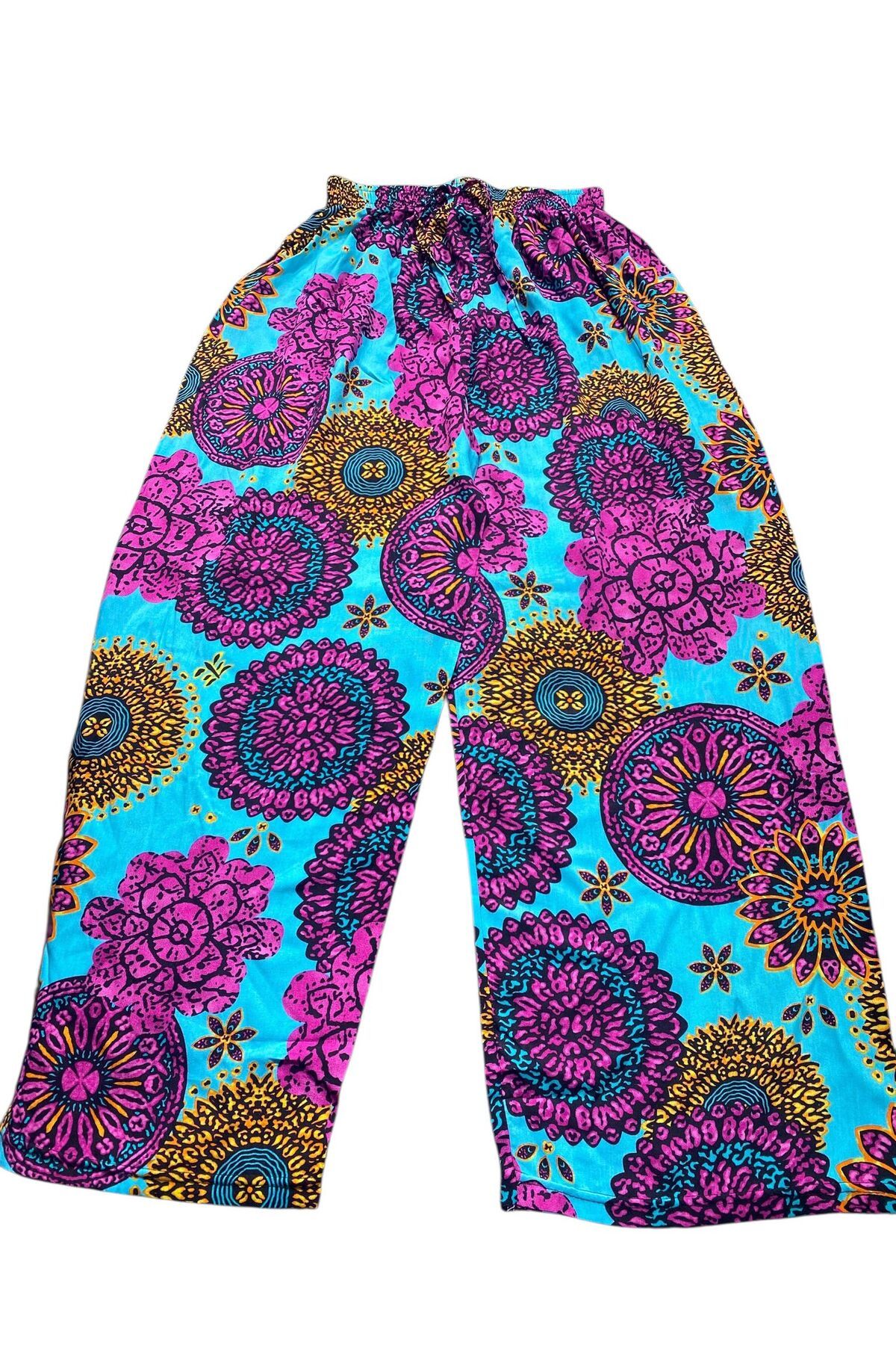 PARAF TEKSTİL Desenli Beli Lastikli Geniş Paça Pantolon