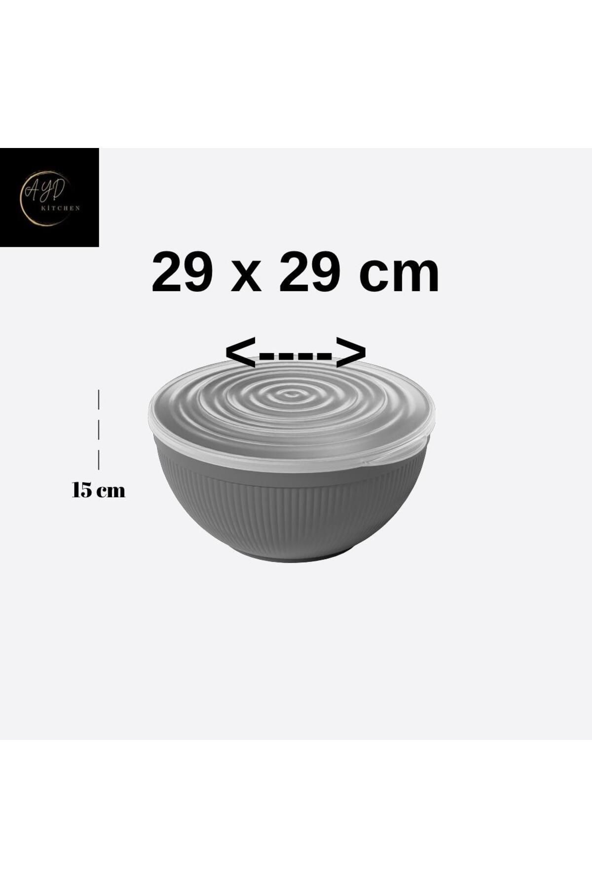 Ayd Kitchen 5500 ml Kapaklı Salata Meyve Sebze Karıştırma Hamur Tutma Kasesi