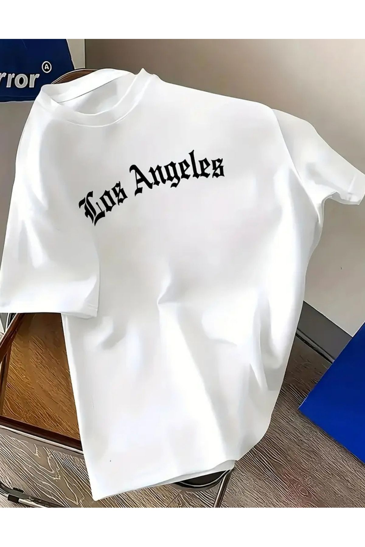 SAJA Kadın/Kız Transfer Baskılı Oversize Düşük Kol Bisiklet Yaka T-Shirt