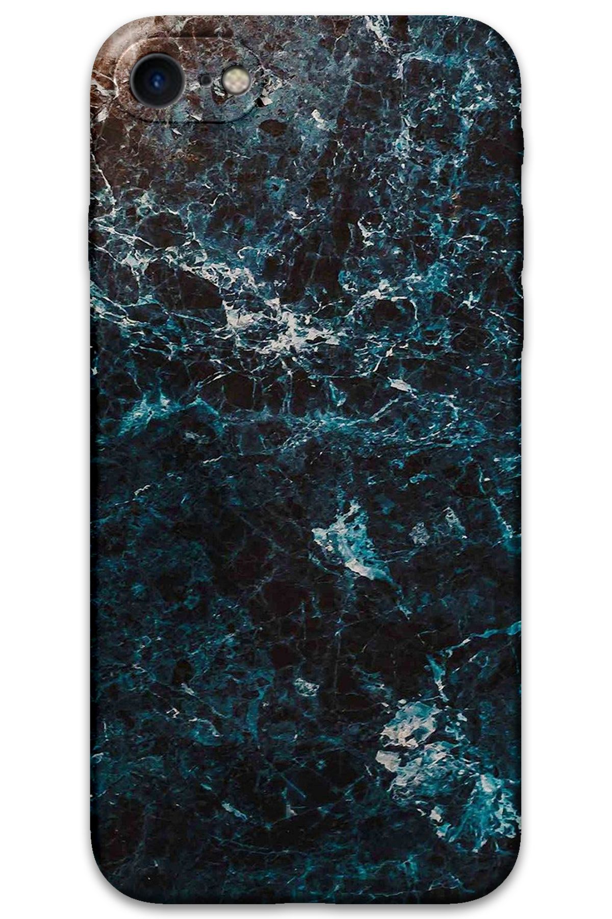 Gramaphone iPhone SE 2020 Uyumlu Mermer Desenli Telefon Kılıfı + Ekran Koruyucu - 5819