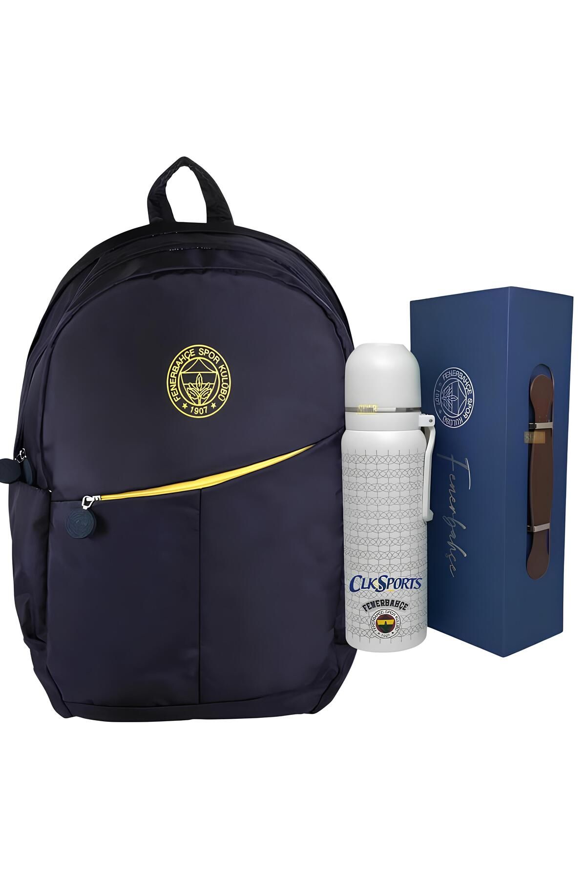 Fenerbahçe Okul-Sırt Çantası , Kalem Çantası - Lisanslı Bardaklı Kapak Çelik Termos Premium Set