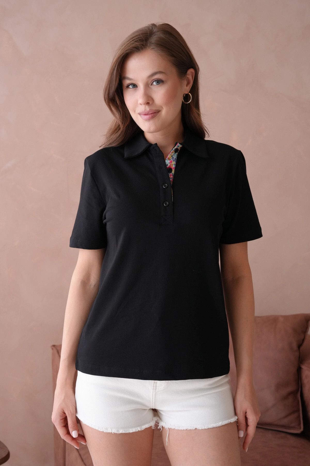 Park Karon Polo Yaka Kısa Kol Düğmeli Basic T-Shirt