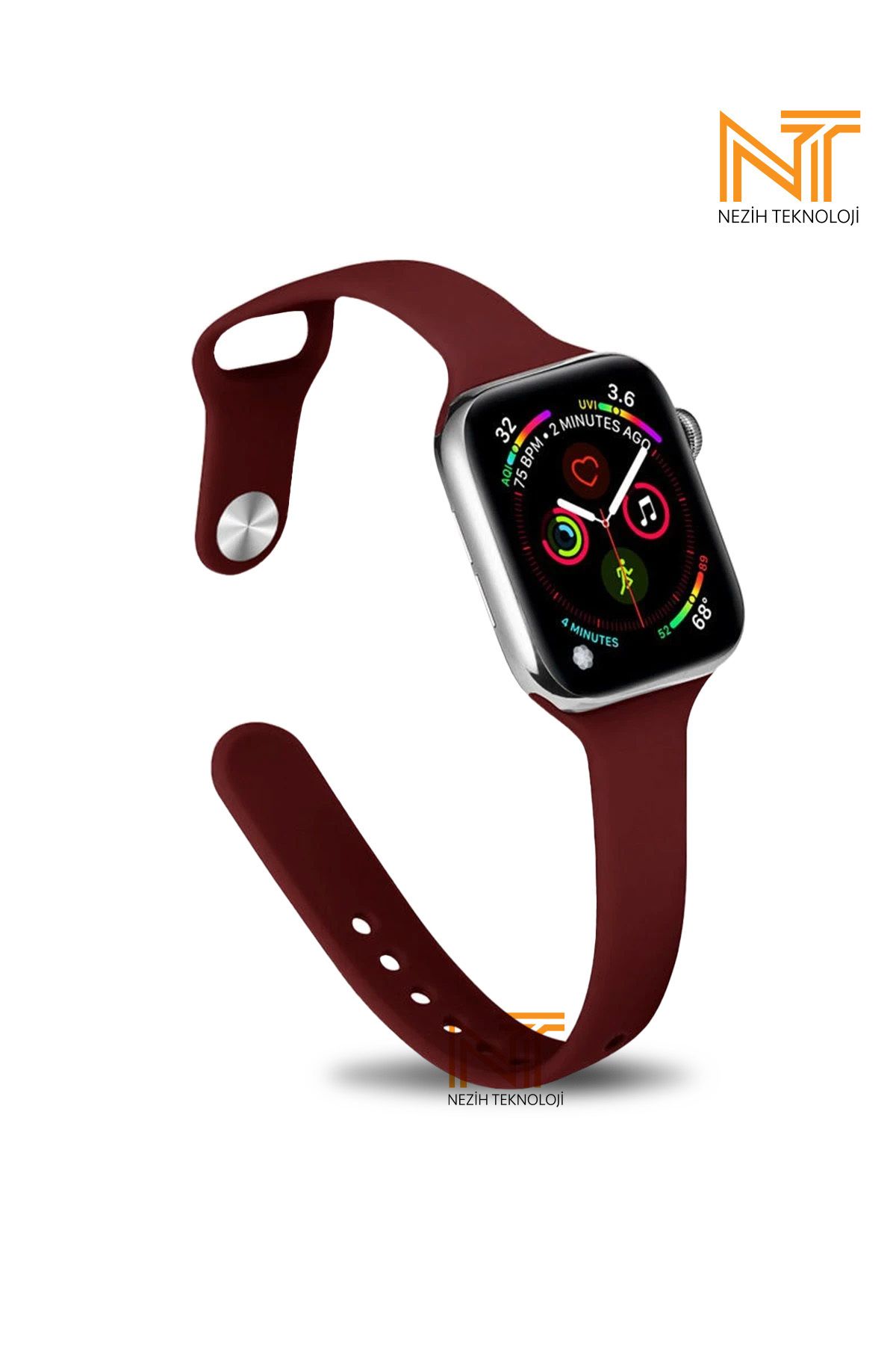 Nezih Case Apple Watch Seri 2/3/4/5/6/7/8/9/se 38mm/40mm/41mm Seri 10 42mm Uyumlu Klasik Silikon Kordon
