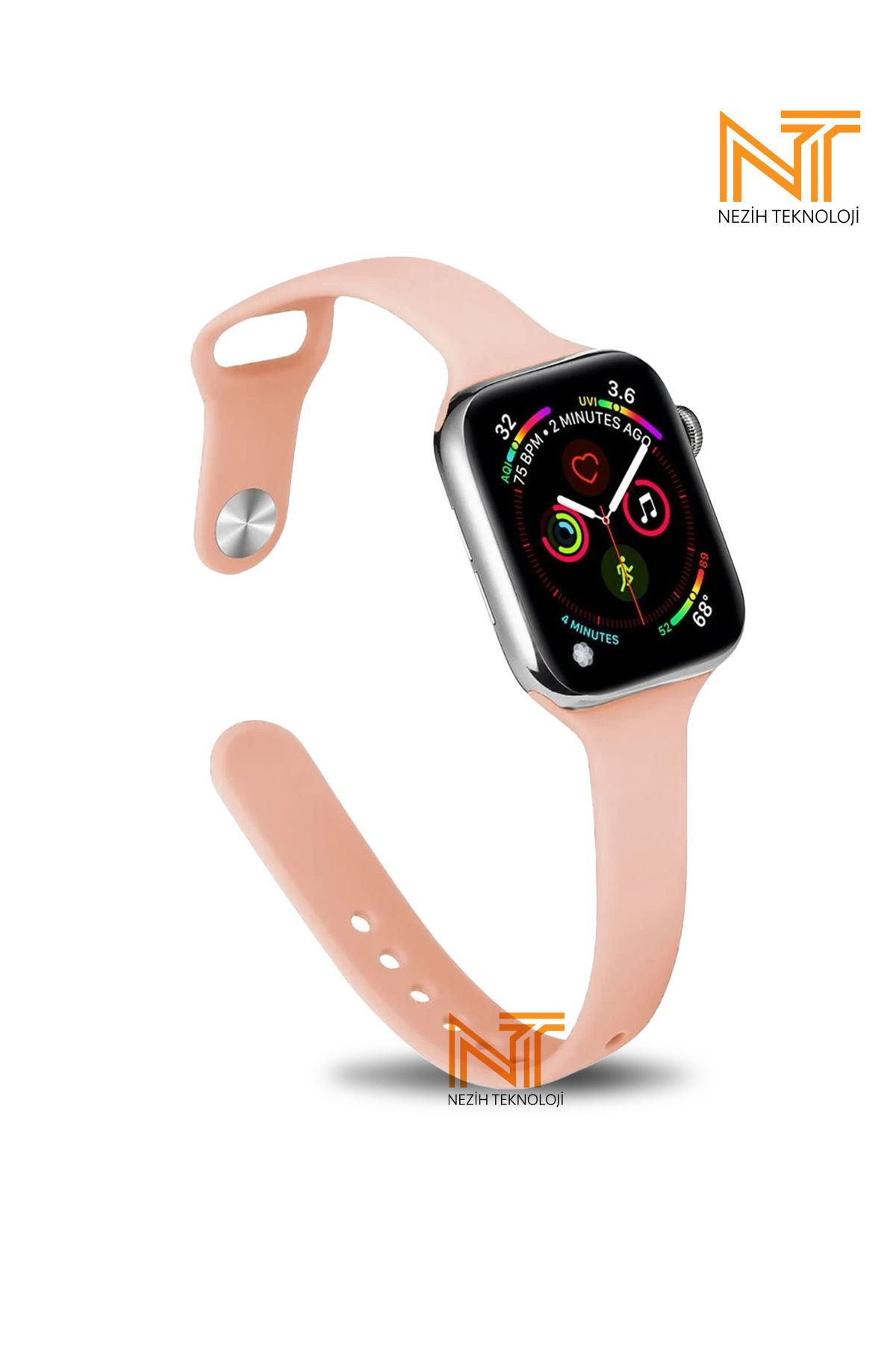 Nezih Case Apple Watch Seri 2/3/4/5/6/7/8/9/se 38mm/40mm/41mm Seri 10 42mm Uyumlu Klasik Silikon Kordon