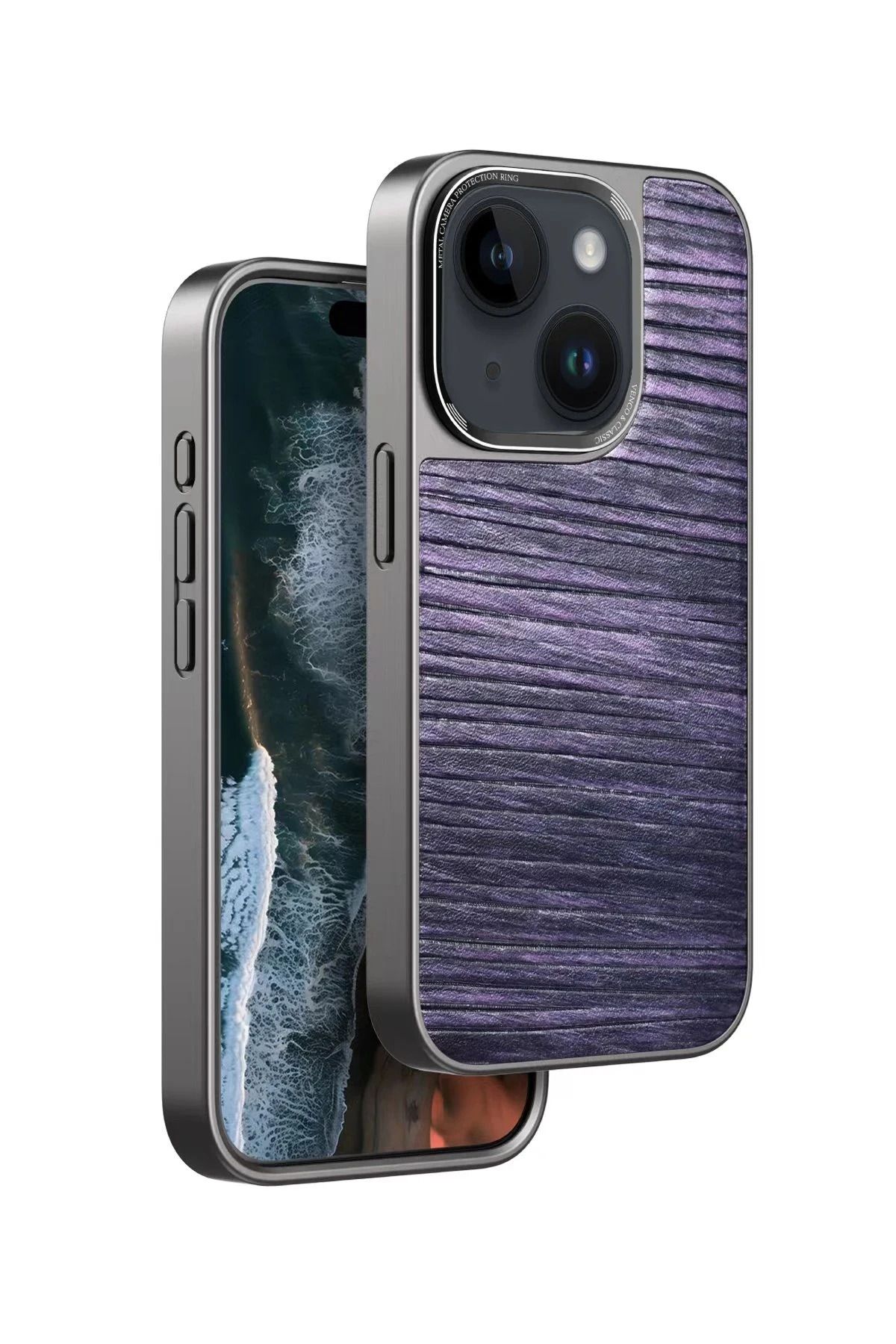 venco iPhone 15 Wave Kapak - Derin Mor FLKRY