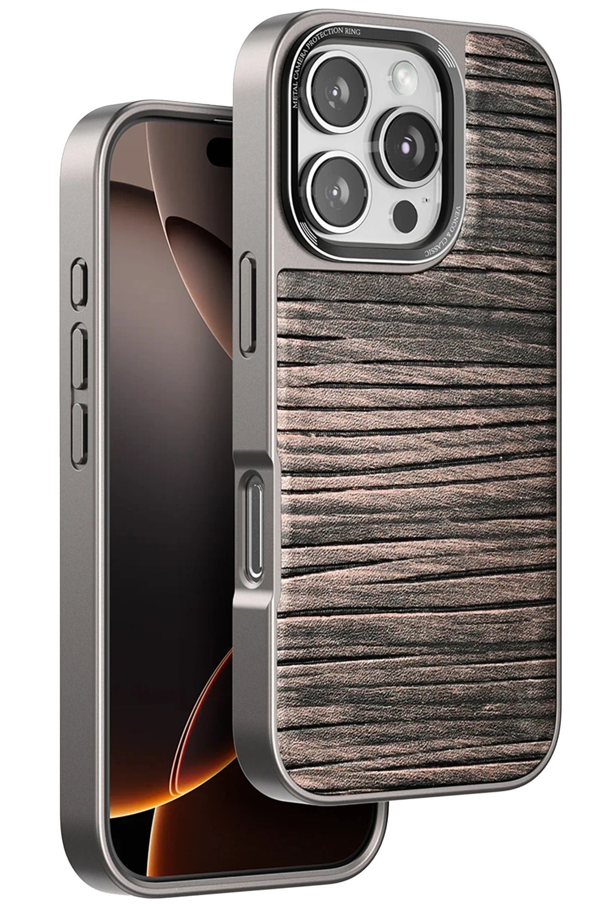 venco iPhone 16 Pro Wave Kapak - Kahverengi FERRG