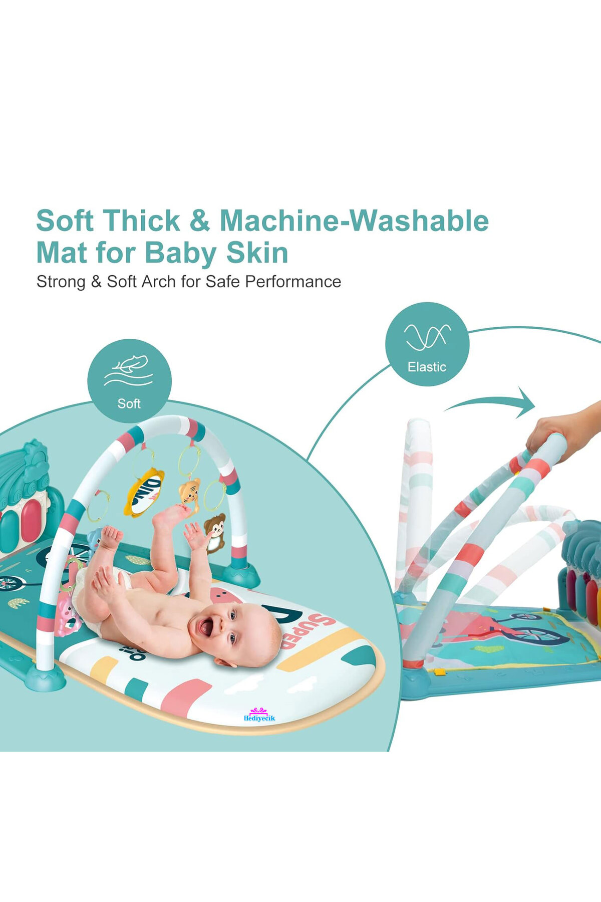 hediyecik Dinozor Figürlü Piyanolu Bebek Oyun Halısı Bebek Oyun Matı Işıklı Müzikli Jimnastik Merkezi 73 Cm fotoğrafı 4 (önizleme)