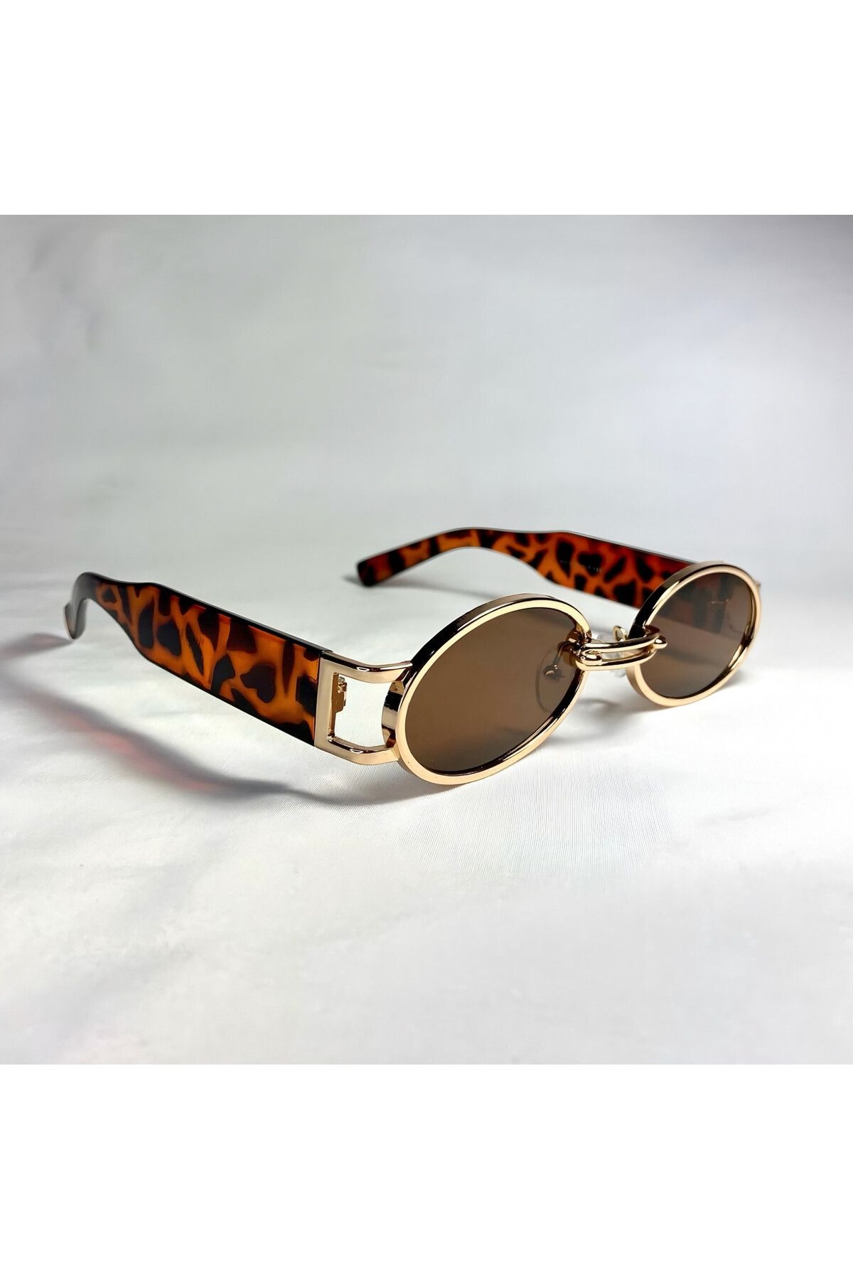 Missfox Kadın UV400 Kahve Leoparlı Metal Güneş Gözlüğü