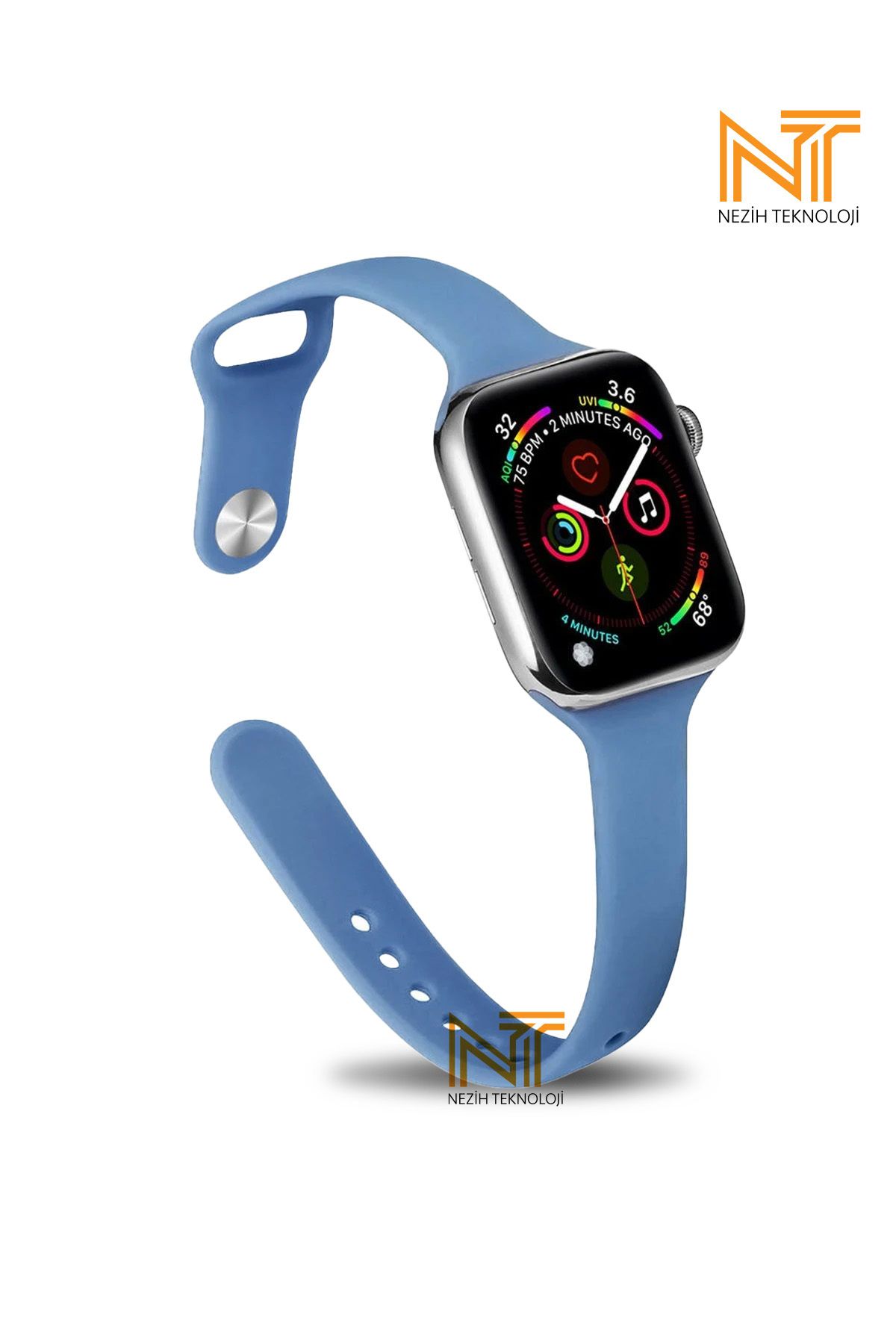 Nezih Case Apple Watch Seri 2/3/4/5/6/7/8/9/se 38mm/40mm/41mm Seri 10 42mm Uyumlu Klasik Silikon Kordon