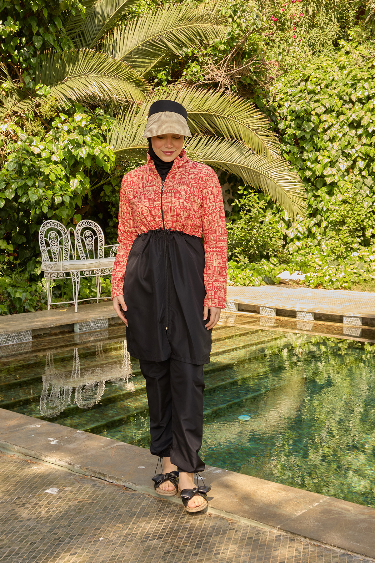 Starinci Mayo-Hijab Swimsuit All Parachute Top Patterned Orange 4