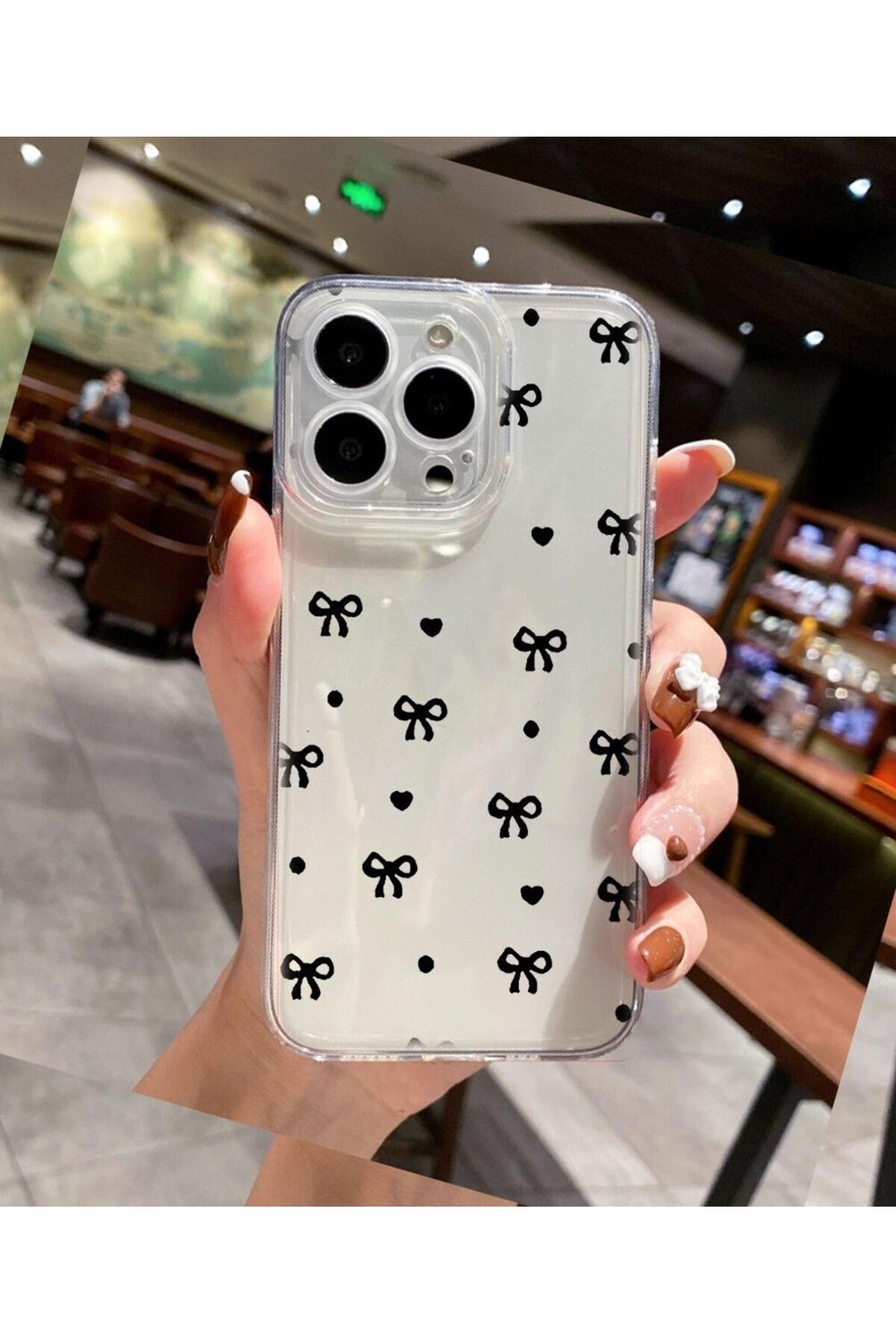 enfein Balporsuku IPhone 15 Pro Max İle Uyumlu Desenli Şeffaf Kılıfı PRO01 Kapak Kibarcık