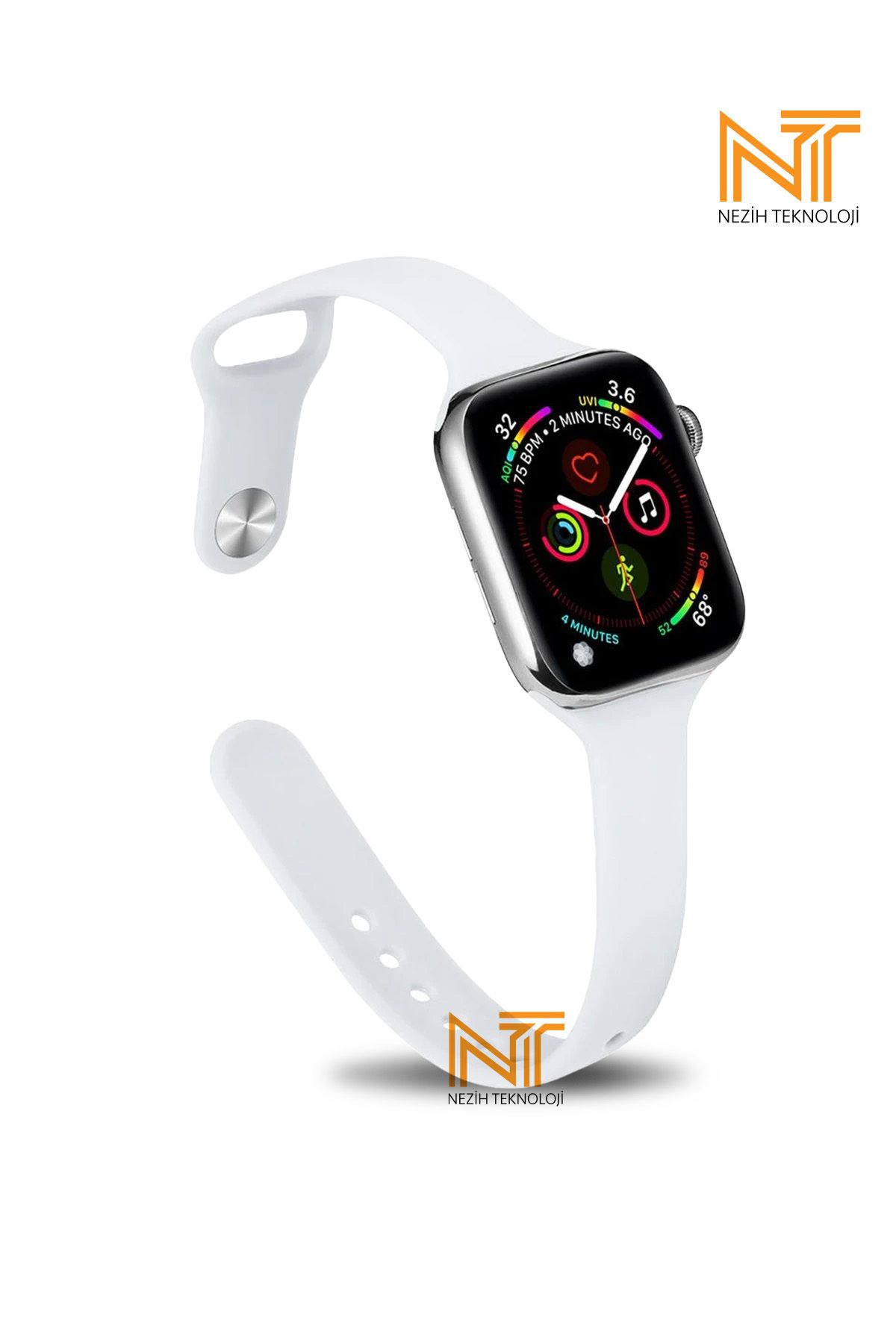 Nezih Case Apple Watch Seri 2/3/4/5/6/7/8/9/se 38mm/40mm/41mm Seri 10 42mm Uyumlu Klasik Silikon Kordon