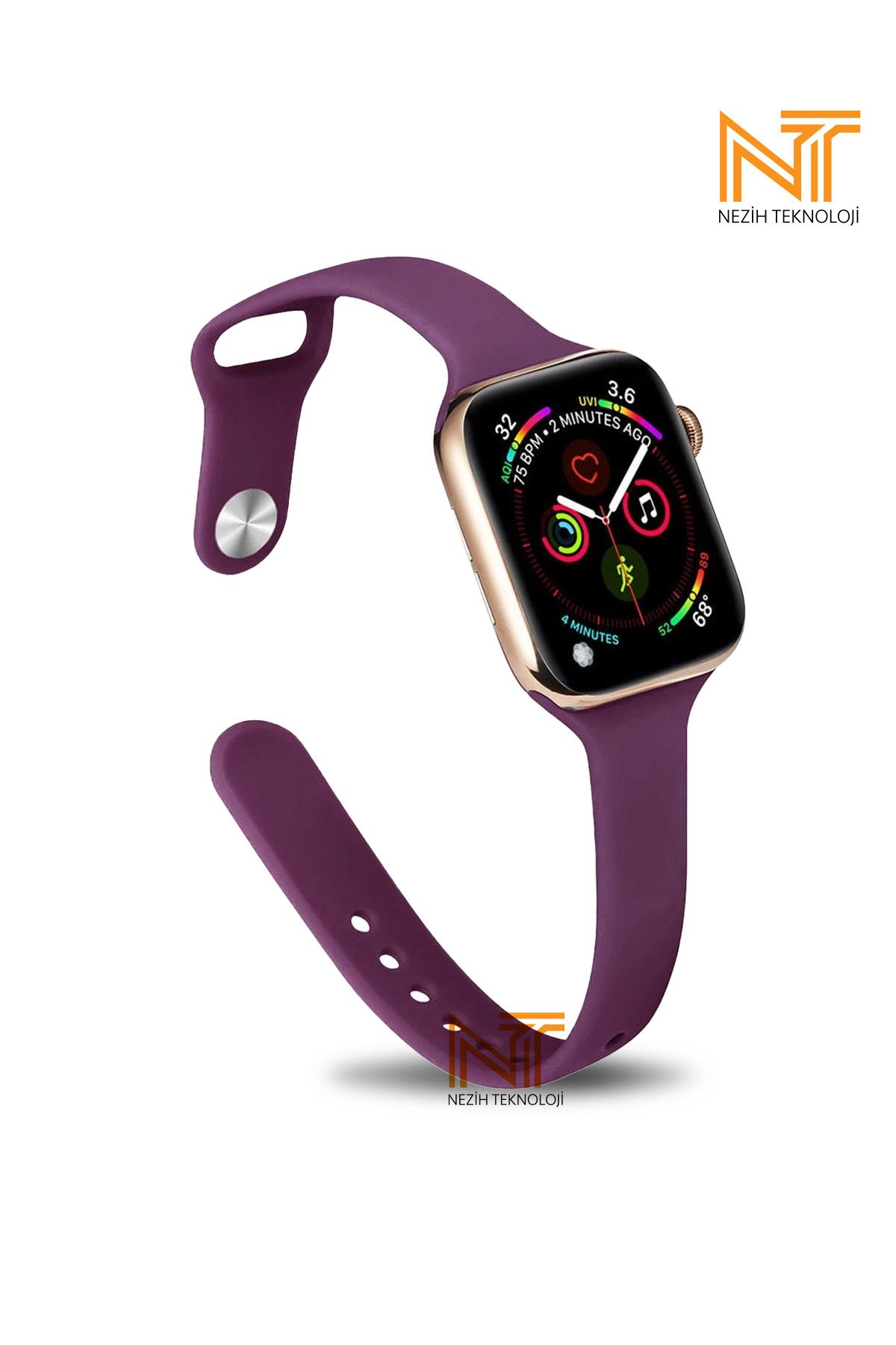 Nezih Case Apple Watch Seri 2/3/4/5/6/7/8/9/se 38mm/40mm/41mm Seri 10 42mm Uyumlu Klasik Silikon Kordon