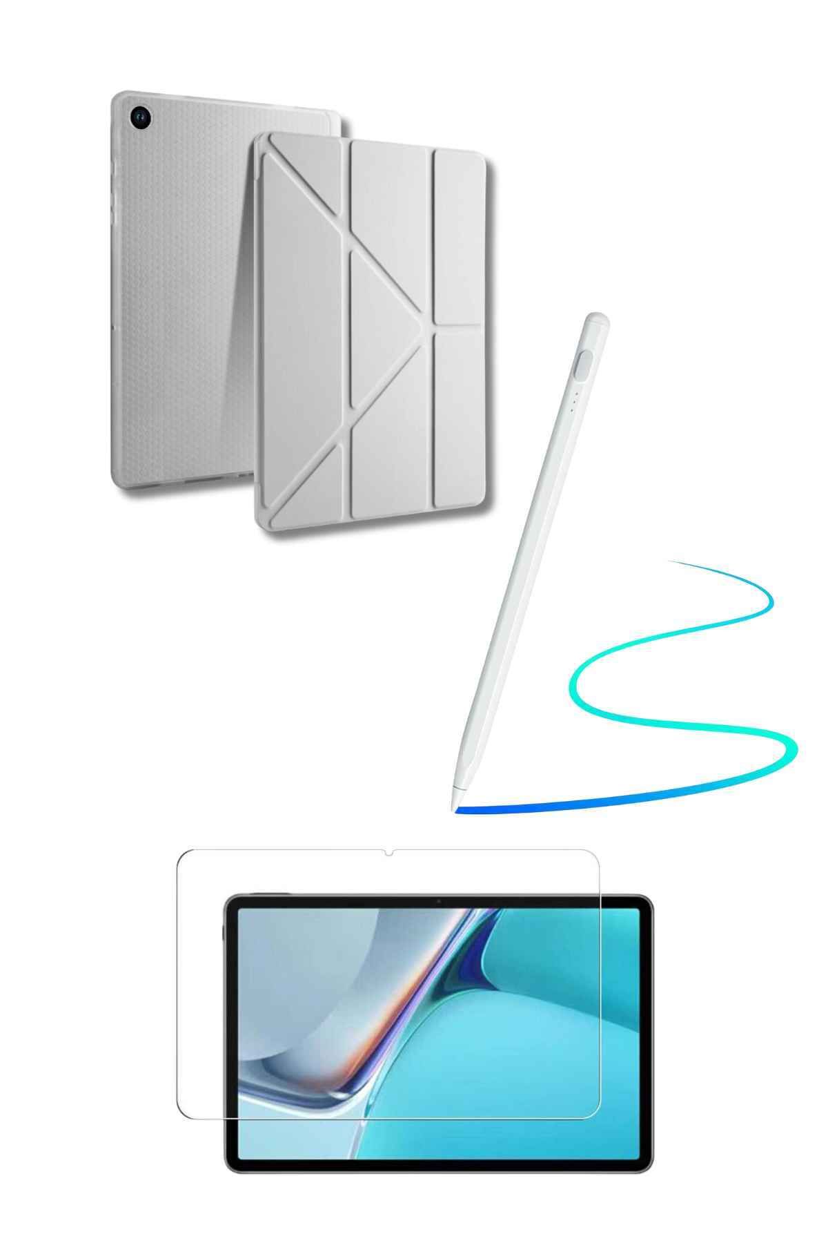 Fuchsia Galaxy A9 Plus Uyumlu 360 Tam Koruma Tablet Kılıfı Dokunmatik Tablet Kalemi Kırılmaz Ekran Koruyucu