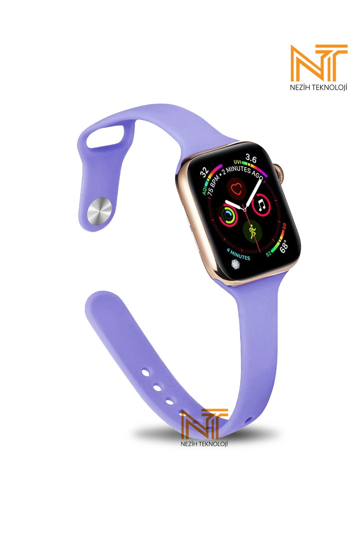 Nezih Case Apple Watch Seri 2/3/4/5/6/7/8/9/se 38mm/40mm/41mm Seri 10 42mm Uyumlu Klasik Silikon Kordon