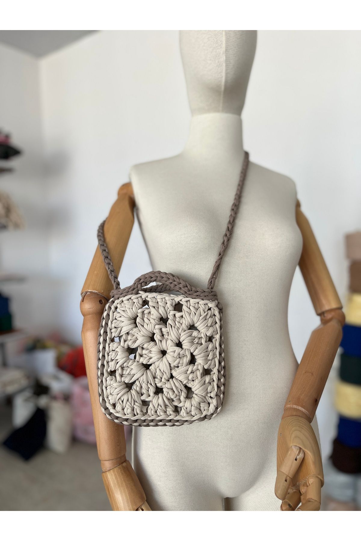 byEliffs Mini El Örgüsü Çanta El Çanta Omuz Çanta