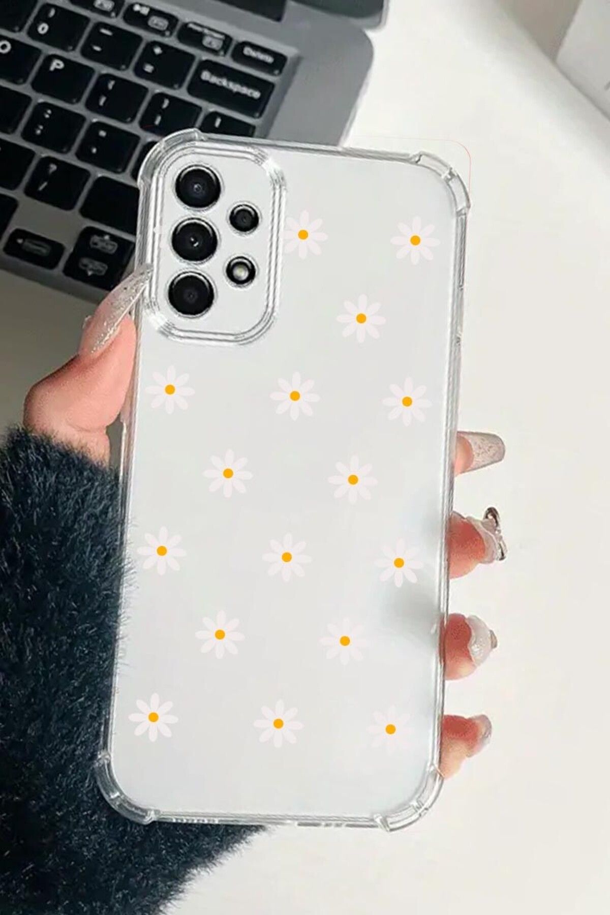 enfein Balporsuku Galaxy A13 İle Uyumlu Desenli Şeffaf Kılıfı PRO01 Kapak Papatia