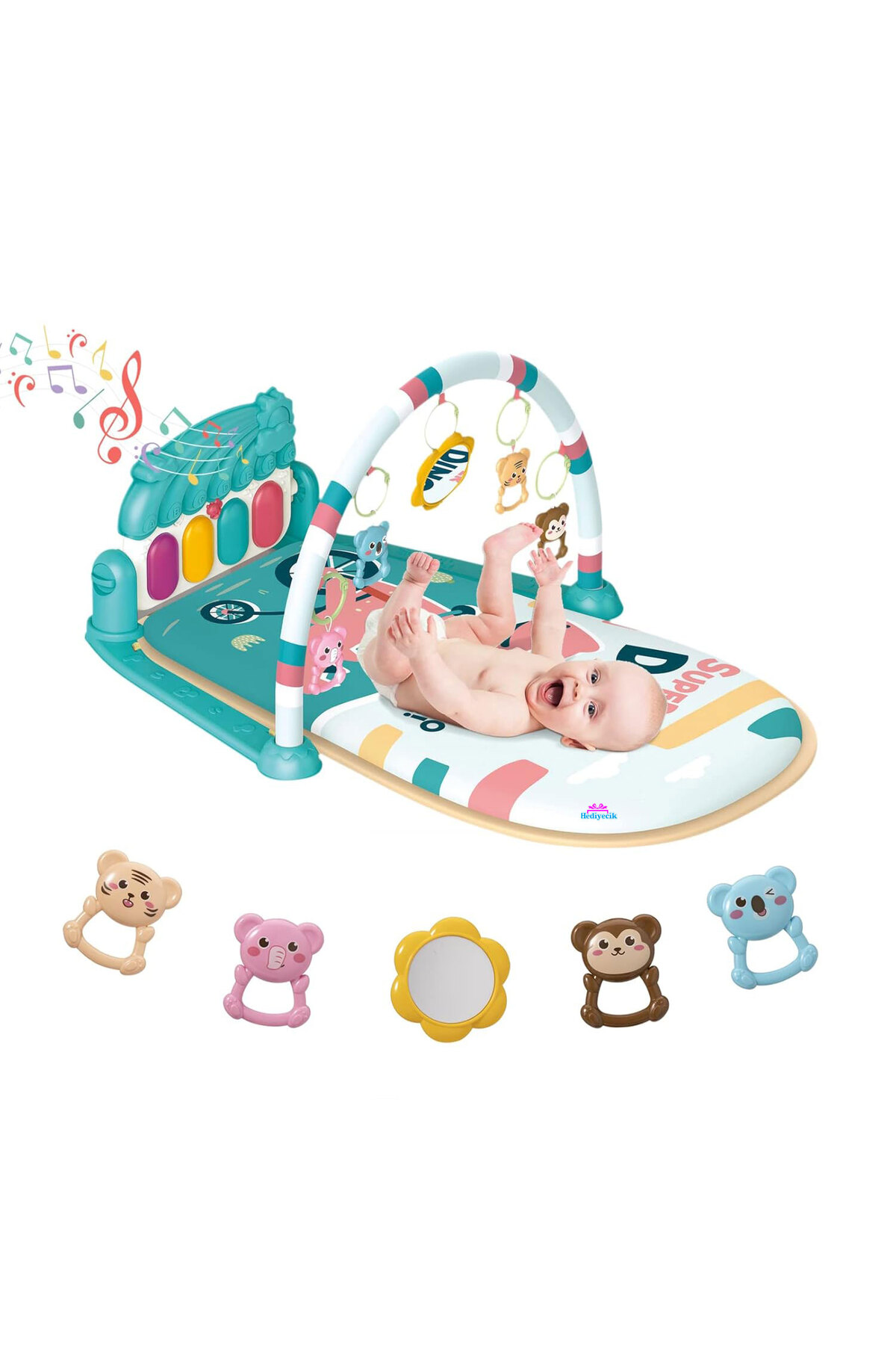 hediyecik Dinozor Figürlü Piyanolu Bebek Oyun Halısı Bebek Oyun Matı Işıklı Müzikli Jimnastik Merkezi 73 Cm fotoğrafı 7 (önizleme)