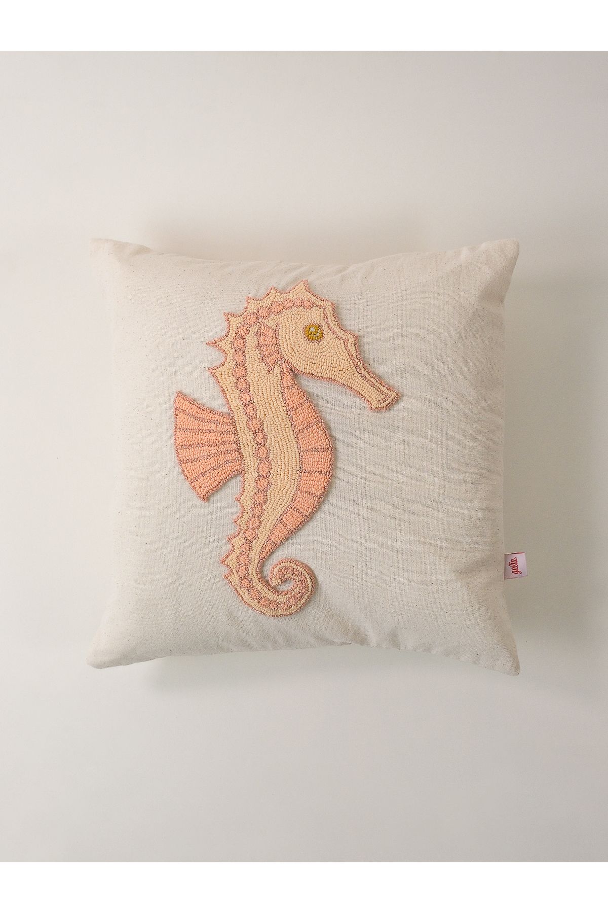 Galia Tasarım Denizatı Desenli Yastık Kılıfı Yıkanmış Keten 45x45 Cm
