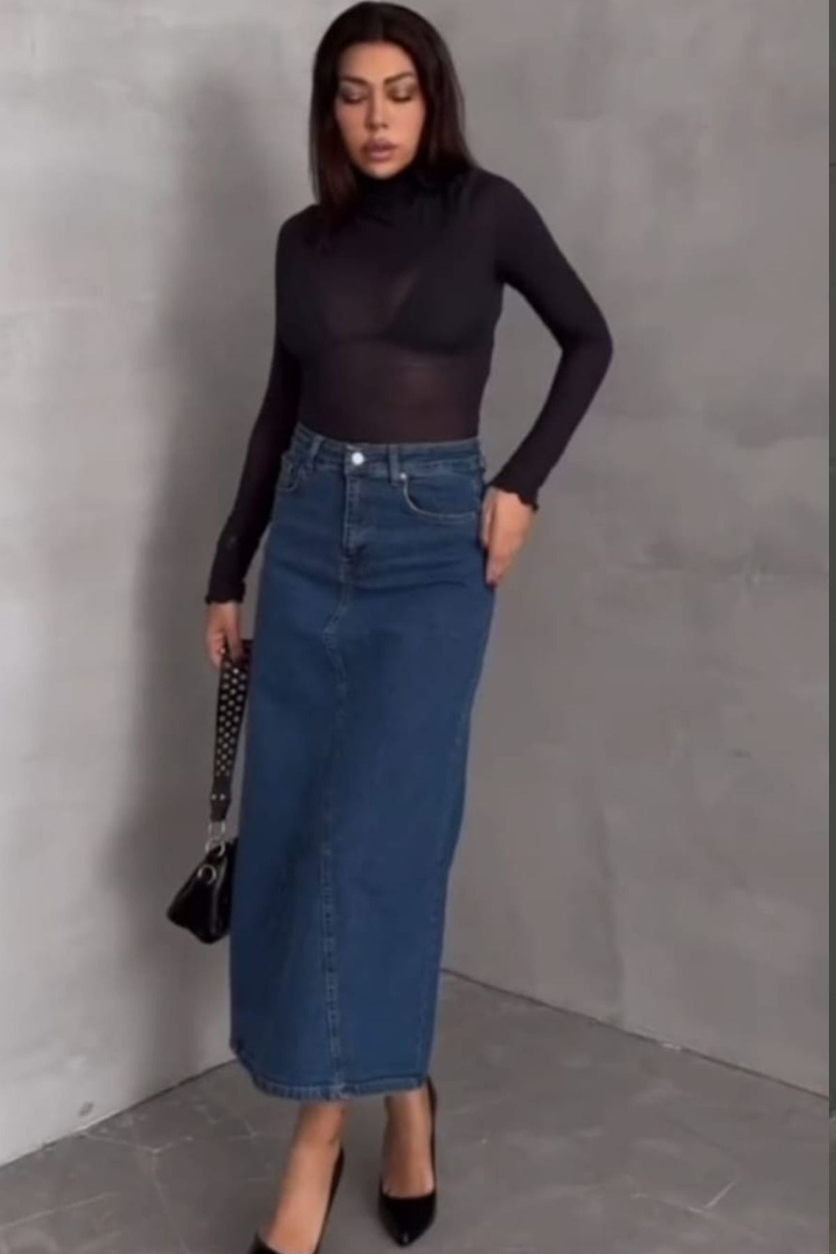 ESSFASIHON Uzun Jeans Etek