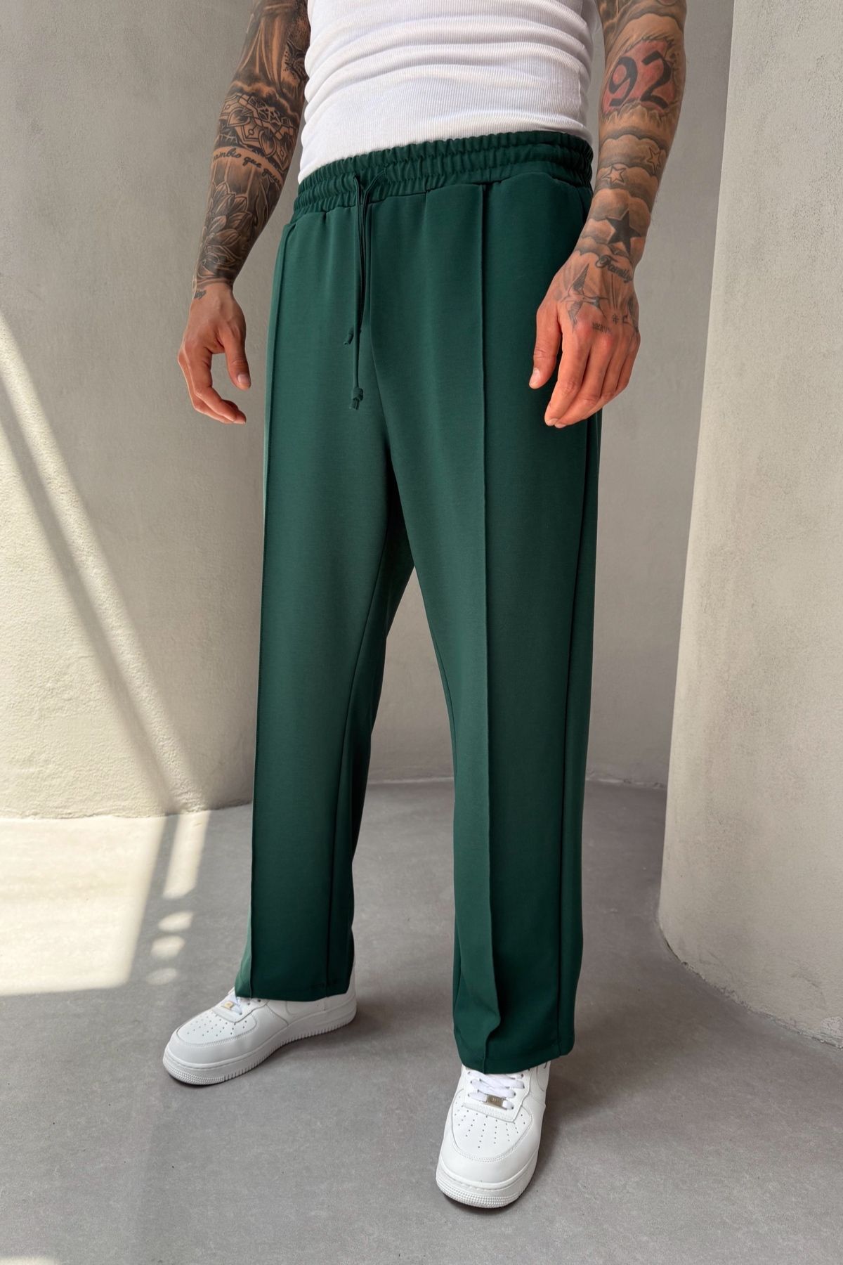 MADZEYMODA Erkek Baggy Kalıp Çima Detaylı Likralı Haki Jogger Pantolon KE-5063