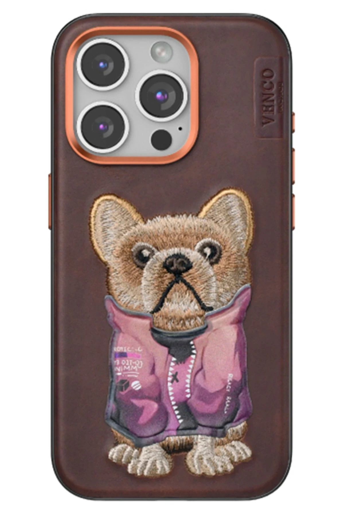 venco iPhone 15 Pro Cute Desenli Kapak - Koyu Kahve FLKRY