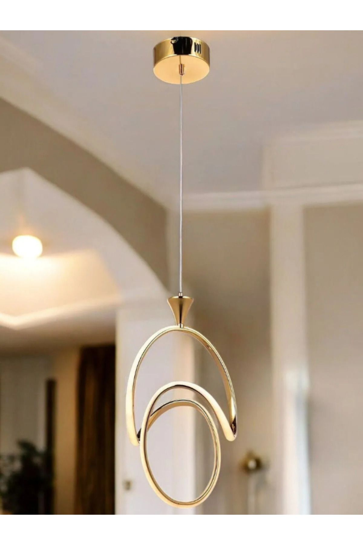 B&F STORE NEW STYLE Badem Modern Sarkıt Led Avize 3 Renk Tekli Gold Kaplamalı