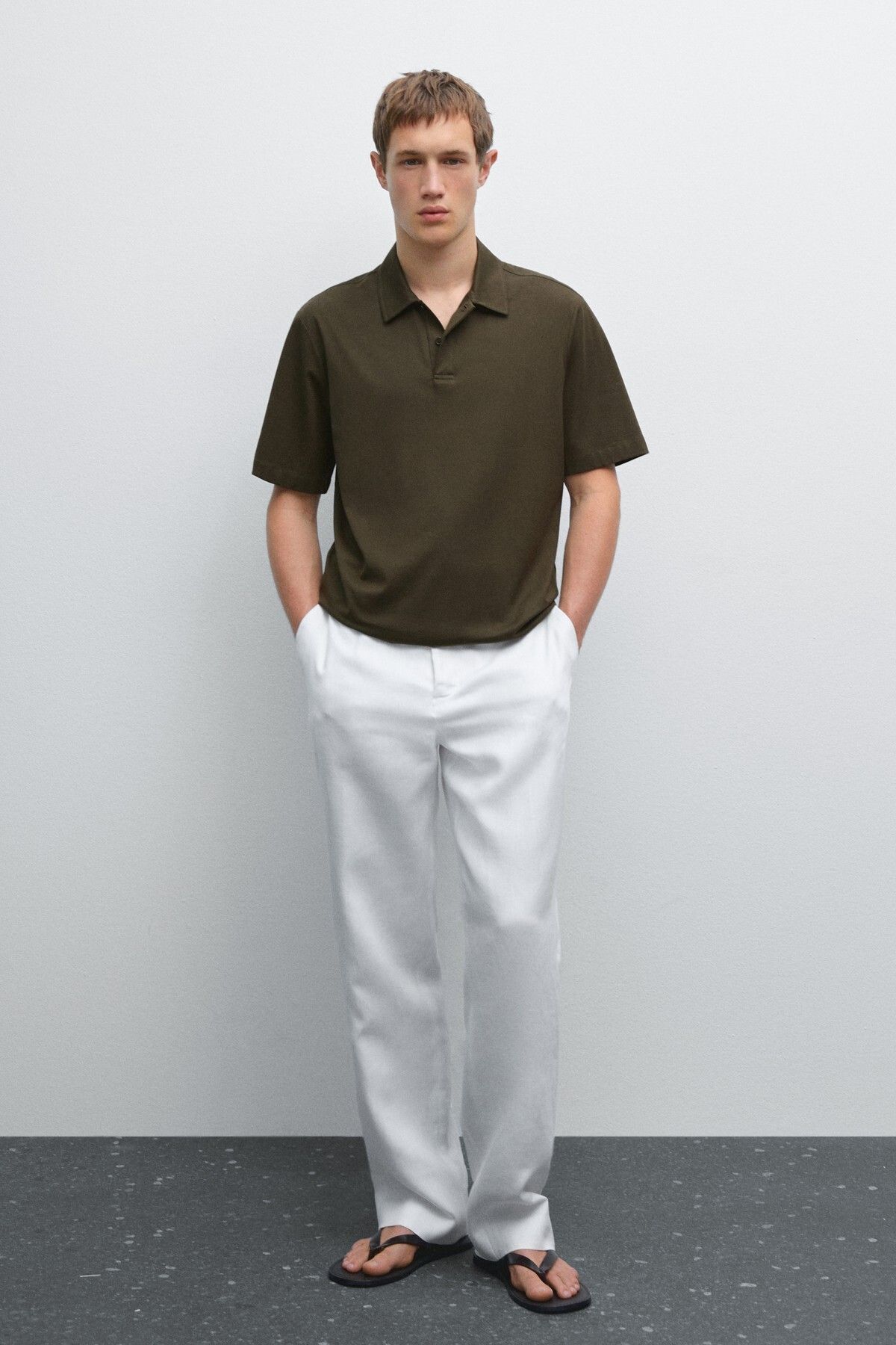Massimo Dutti Slim fit pamuklu polo yaka t-shirt