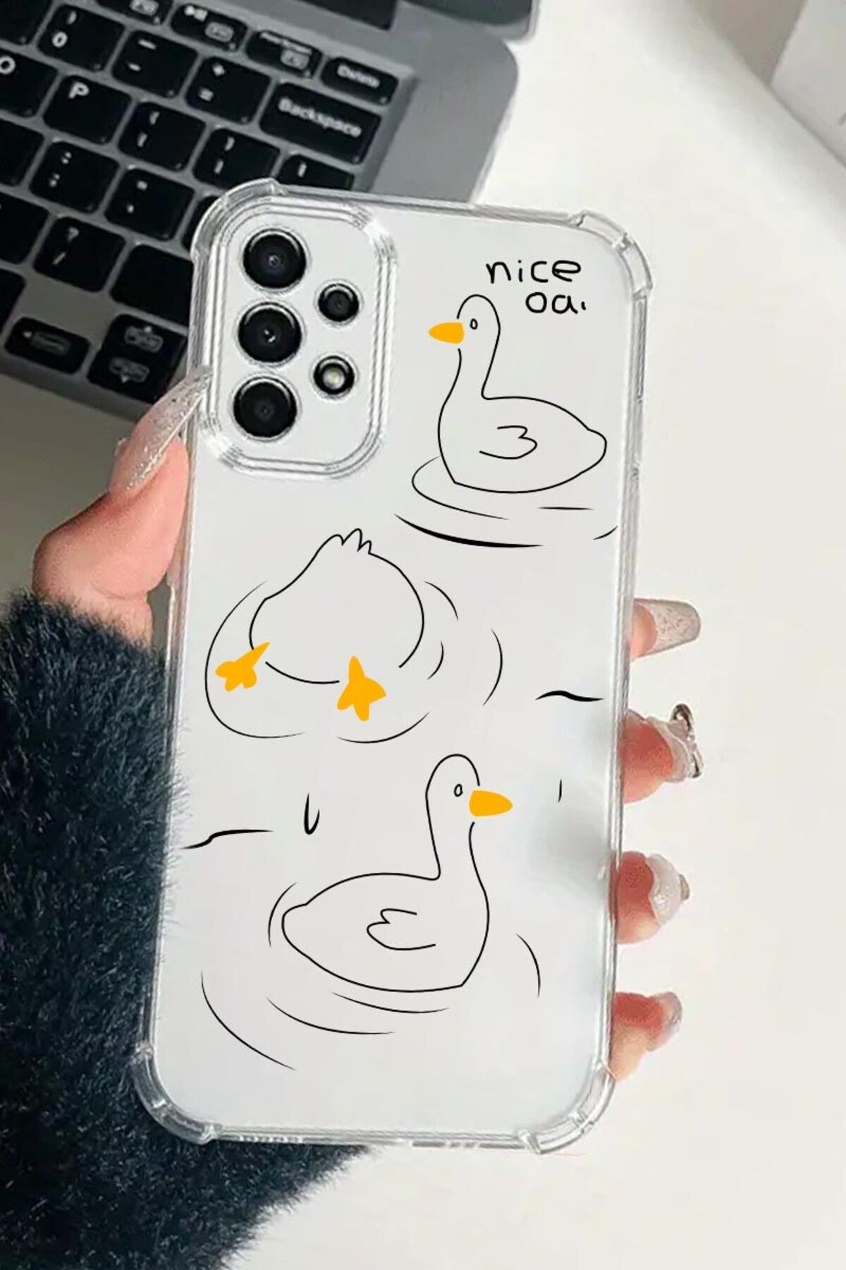 enfein Balporsuku Galaxy A13 İle Uyumlu Desenli Şeffaf Kılıfı PRO01 Kapak Vackvack