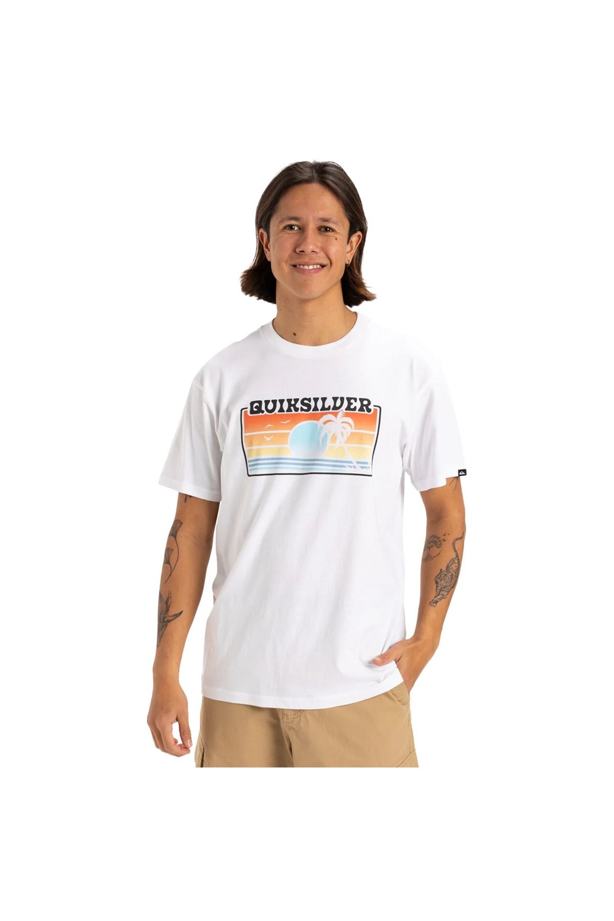 Quiksilver Sun Faded Erkek Beyaz Yuvarlak Yaka Tişört