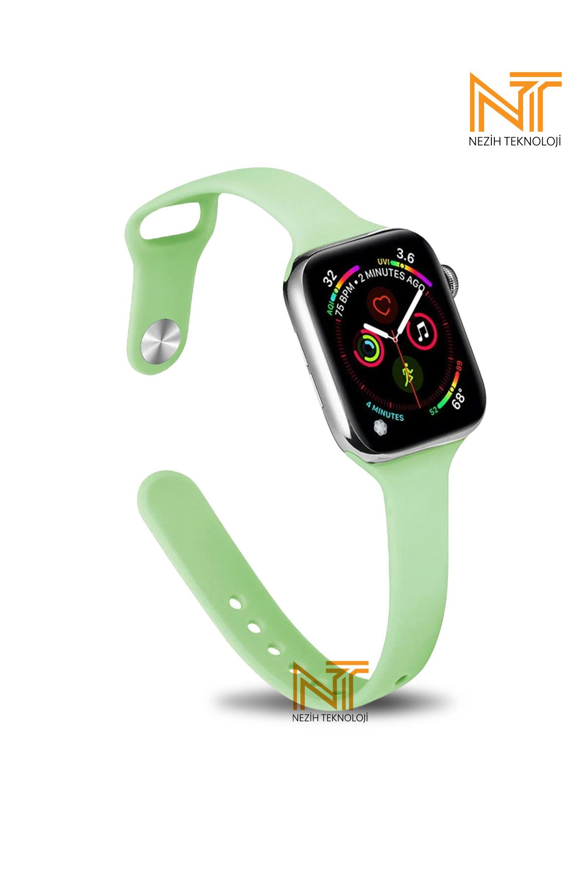 Nezih Case Apple Watch Seri 2/3/4/5/6/7/8/9/se 38mm/40mm/41mm Seri 10 42mm Uyumlu Klasik Silikon Kordon