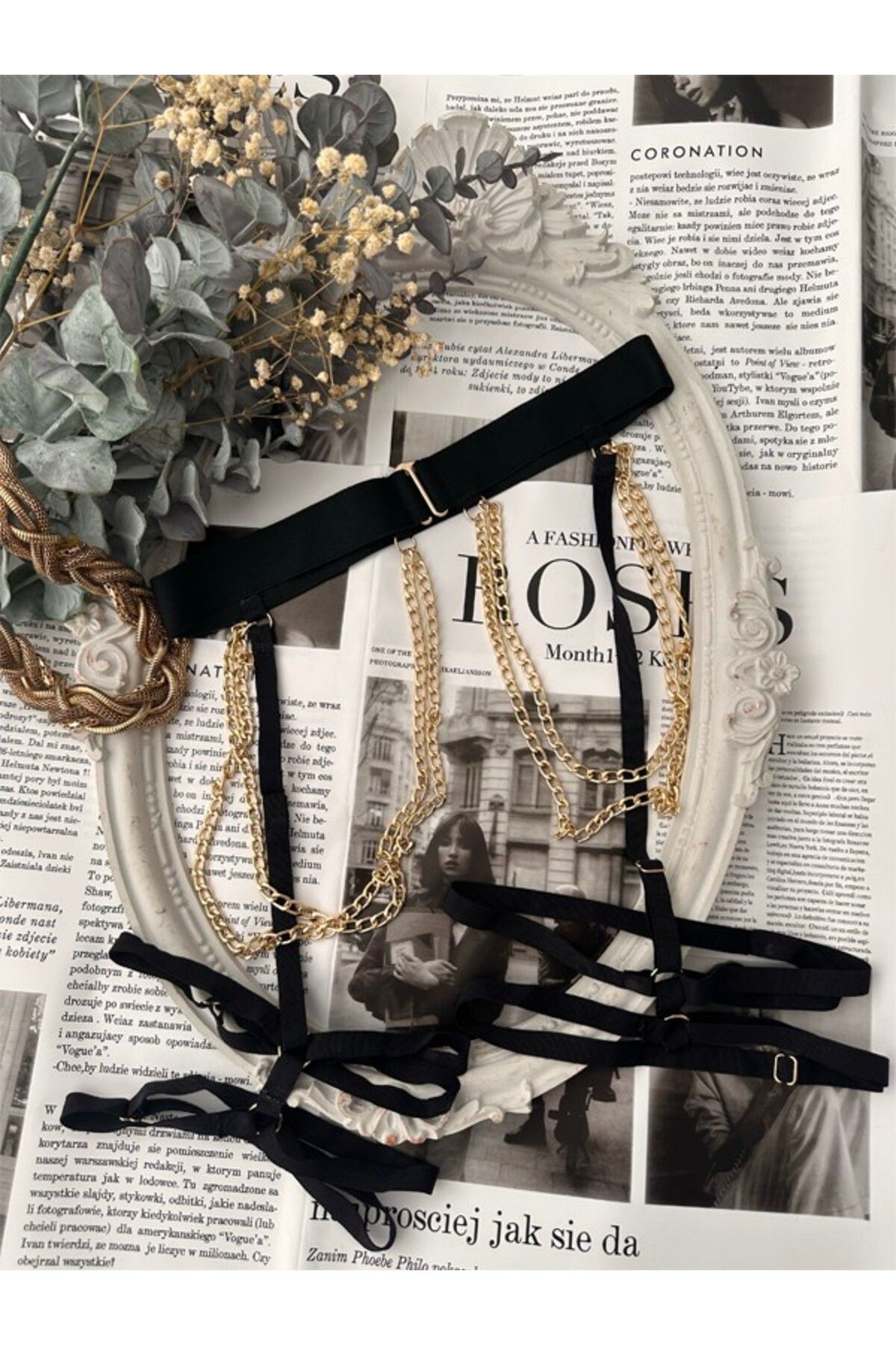 Delar Luxury Clarte Jartiyer Gold Zincirli Aksesuar