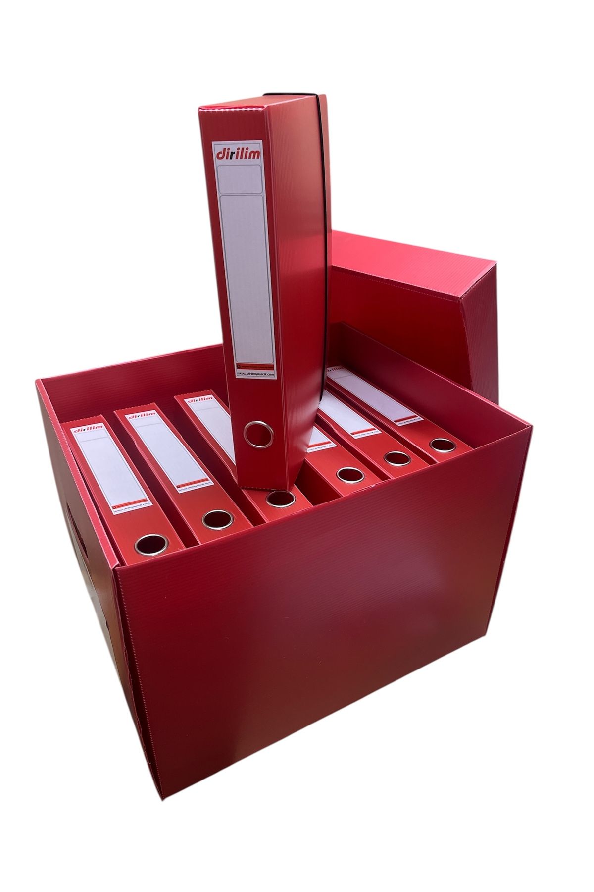 dirilim plastik-Dirilim Archive Box and Folder Set 42X35X30Cm and 7Pcs 29X5X32 Red Archive Set 4