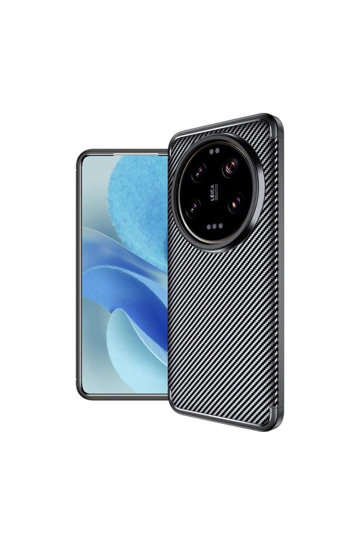 HANPORIUM Xiaomi 15 Ultra Uyumlu Silikon Kılıf Karbon Desenli Darbe Emici Autofocus Tam koruma Kapak