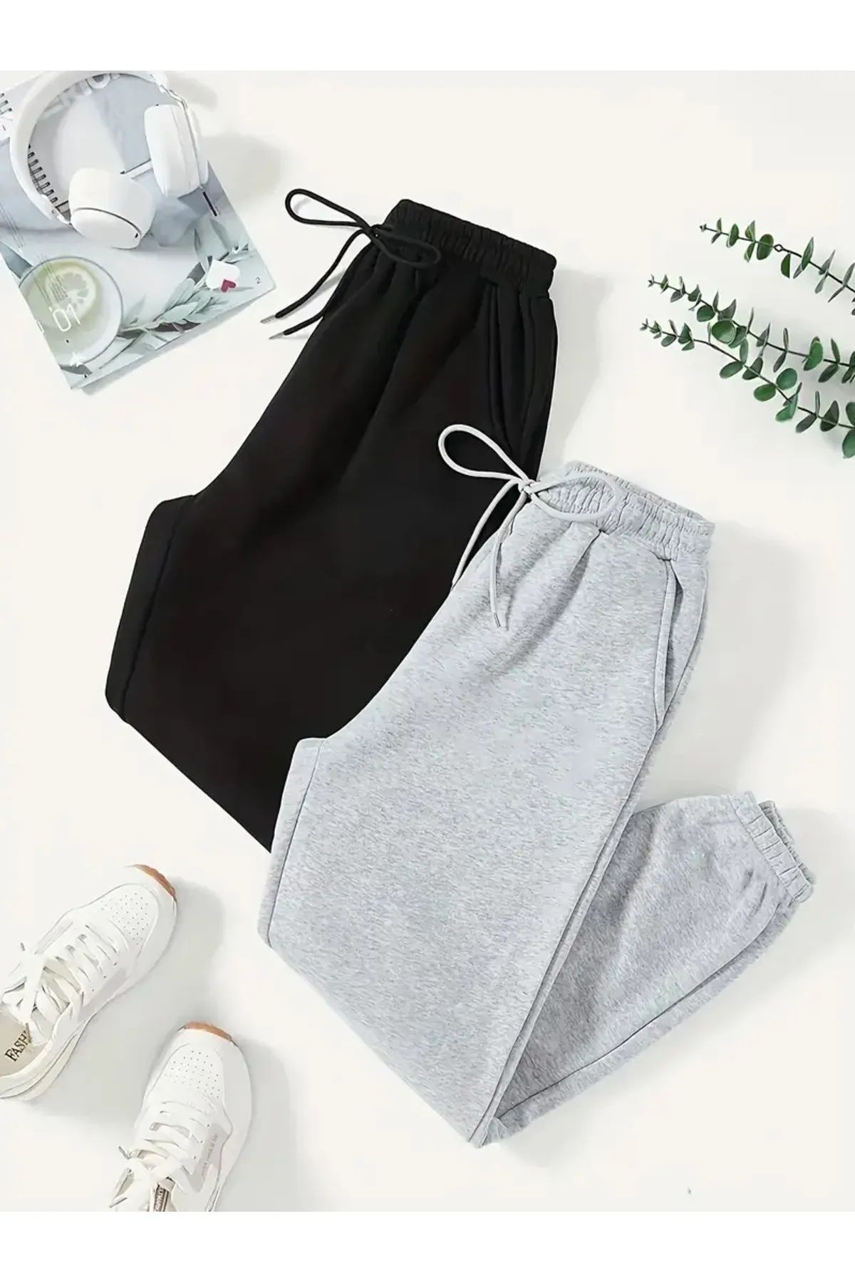 FATSANY İKİ ADET SİYAH GRİ JOGGER EŞOFMAN ALTI #EŞOFMAN