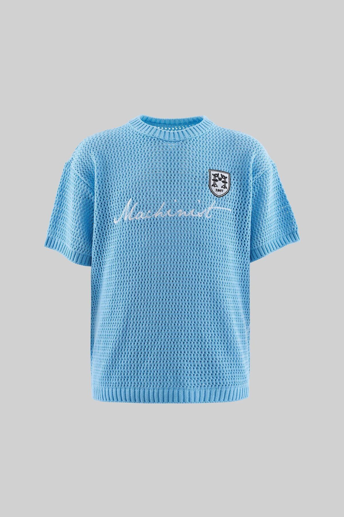 Machinist Mchnst Knıt Badget Detaıled Tee Baby Blue