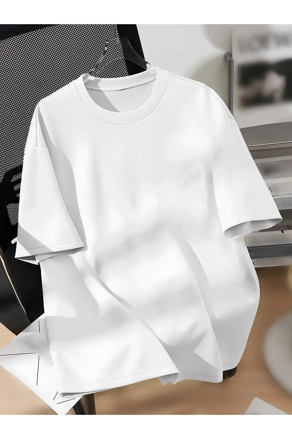 Cool mans Oversize Büyük Beden Battal Pamuklu Bisiklet Yaka T-Shirt
