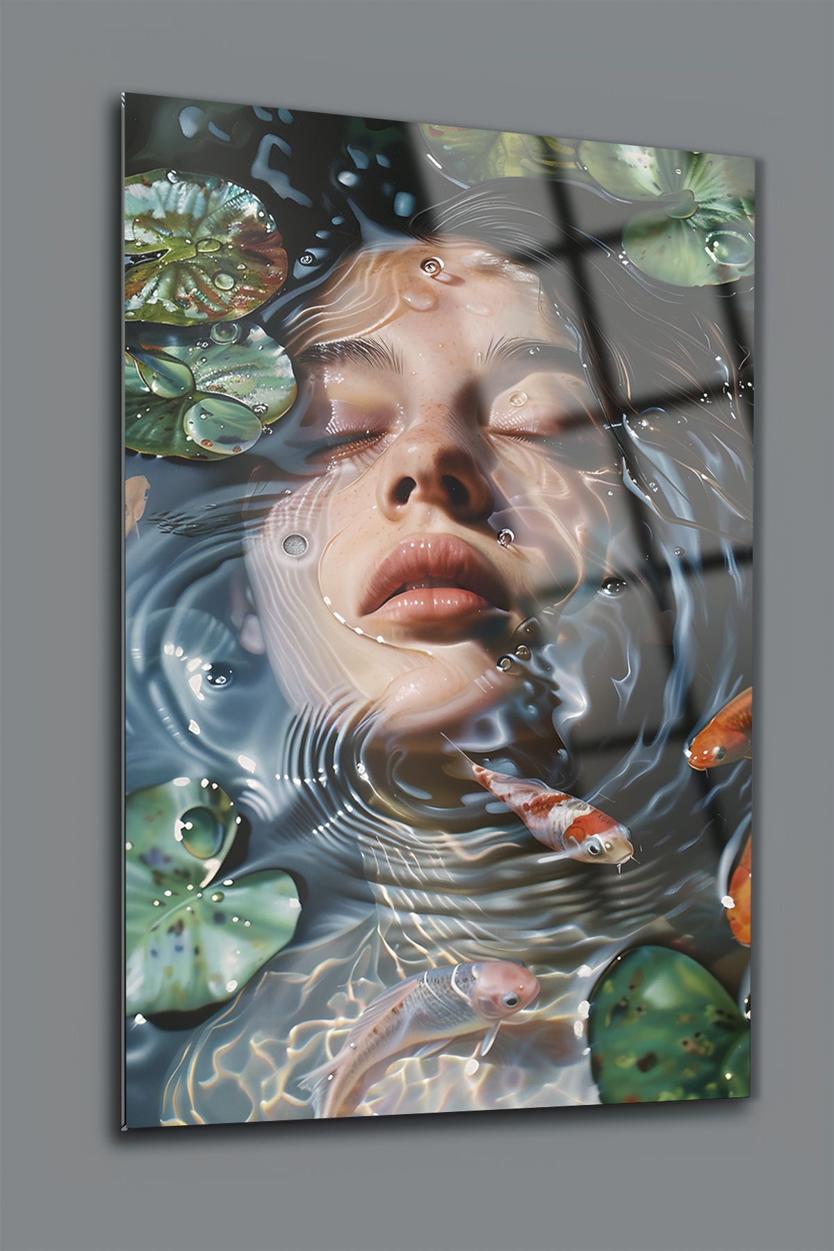 glassartdesign Sudaki Kadın Cam Tablo-Modern Tablo-Sürrealist Tablo