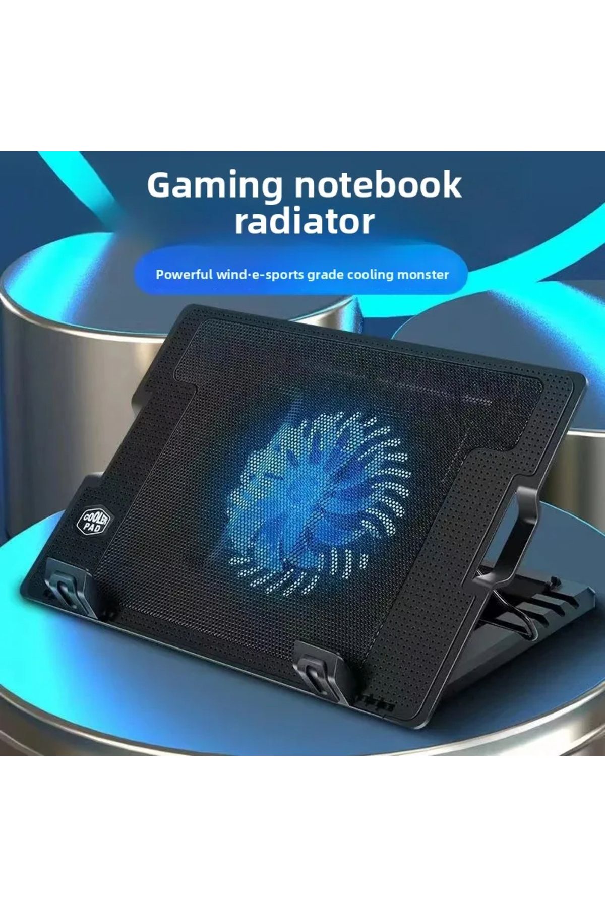 TeknoFaji Laptop-Notebook Işıklı Ergostand Soğutucu Fan 5 Seviye Ayarlanabilir Yükseklik Çift USB