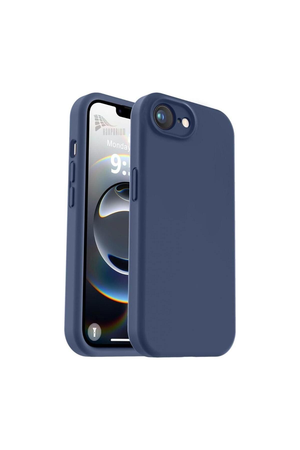 HANPORIUM Apple iPhone 16e Uyumlu Silikon Kılıf - Kamera Korumalı Esnek Pastel Renk Kapak - Lacivert