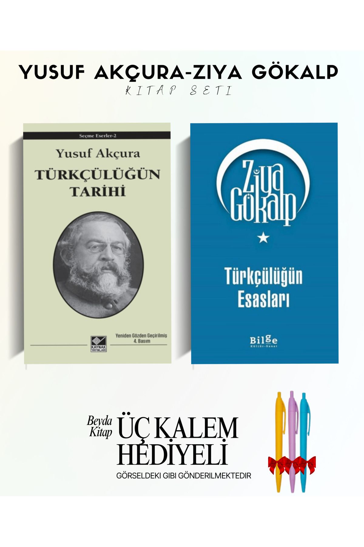 Kaynak Yayınları Türkçülüğün Tarihi - Türkçülüğün Esasları - Yusuf Akçura - Ziya Gökalp - Kitap Seti - Kalem Hediyeli