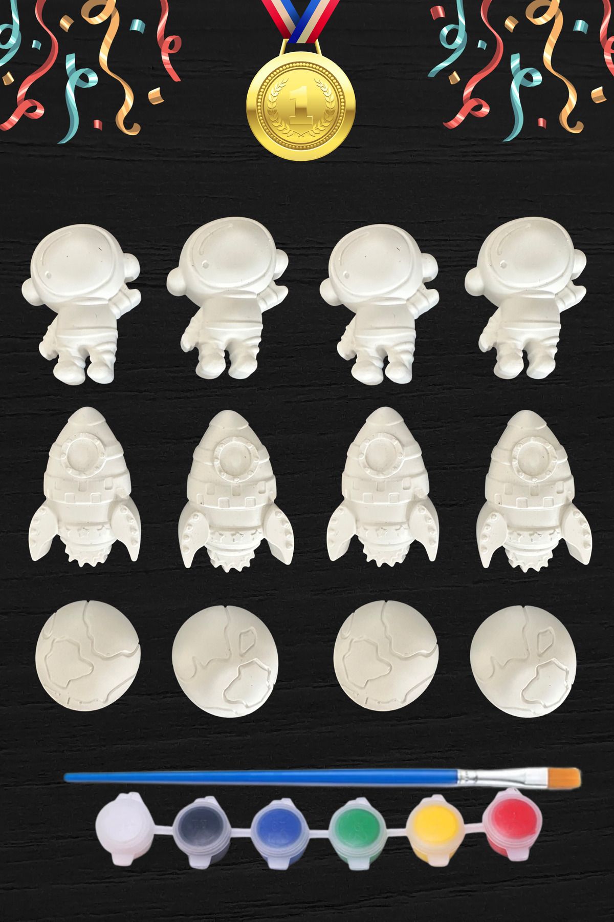 Craft3D Atölye Astronot ve Uzay Figürleri (3D)- Beton/taş/figür/büst Boyama Seti-Çocuk Boyama Etkinliği