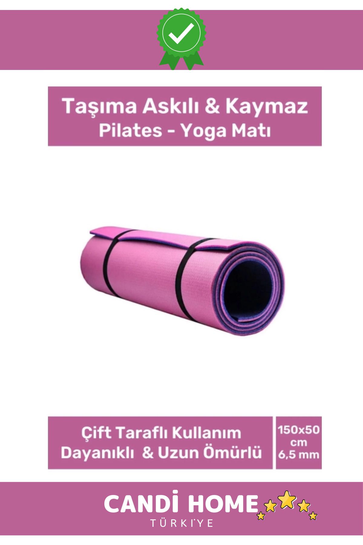 HOBİ CONDİ Premium Özel Seri Çift Taraflı Kaymaz Silinebilir Antibakteriyel Yoga Meditasyon Minderi 6,5mm Mat
