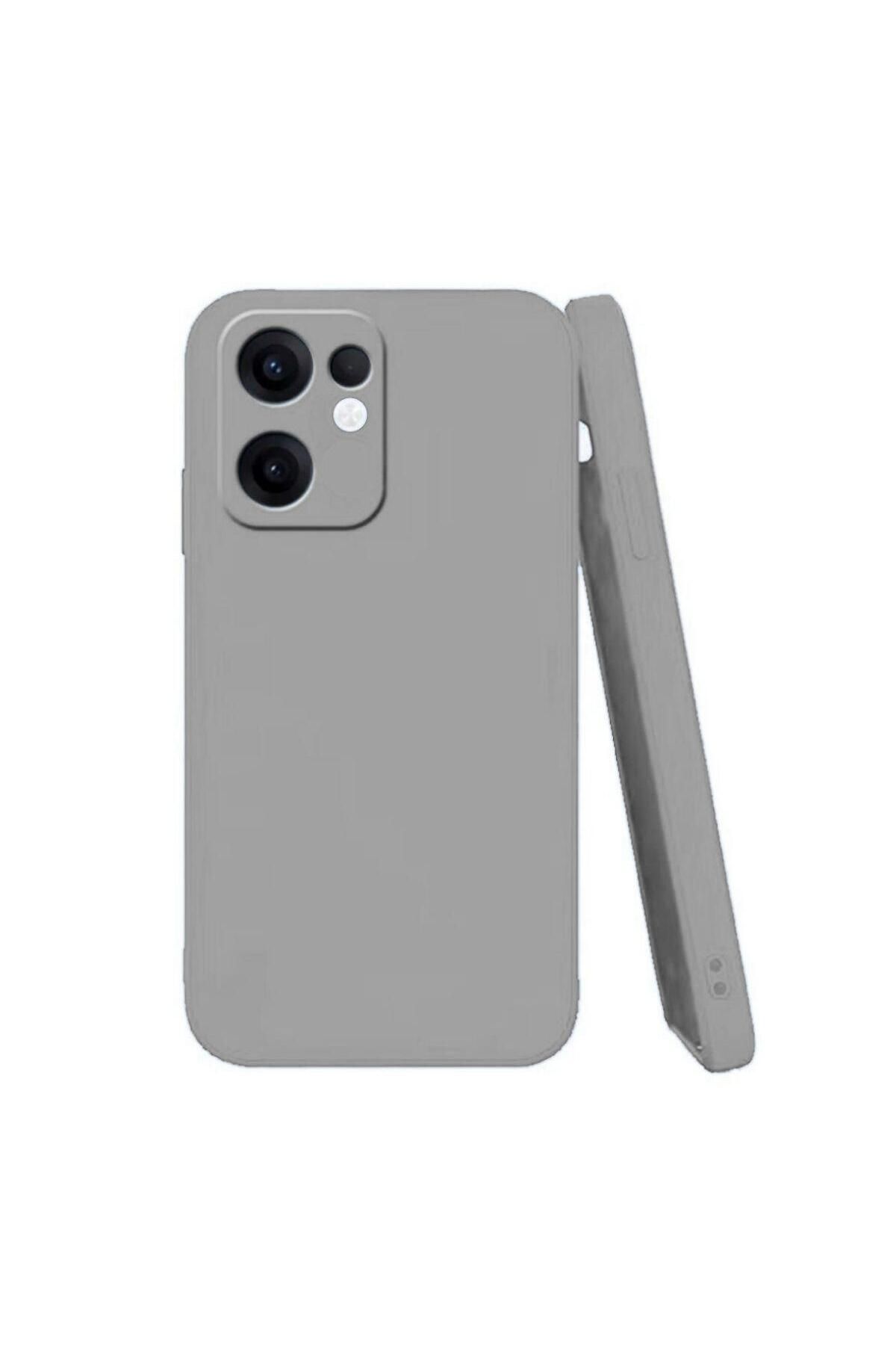 HANPORIUM Oppo Reno 13F Uyumlu Silikon Kılıf - Kamera Korumalı Esnek Pastel Renk Kapak - Gri