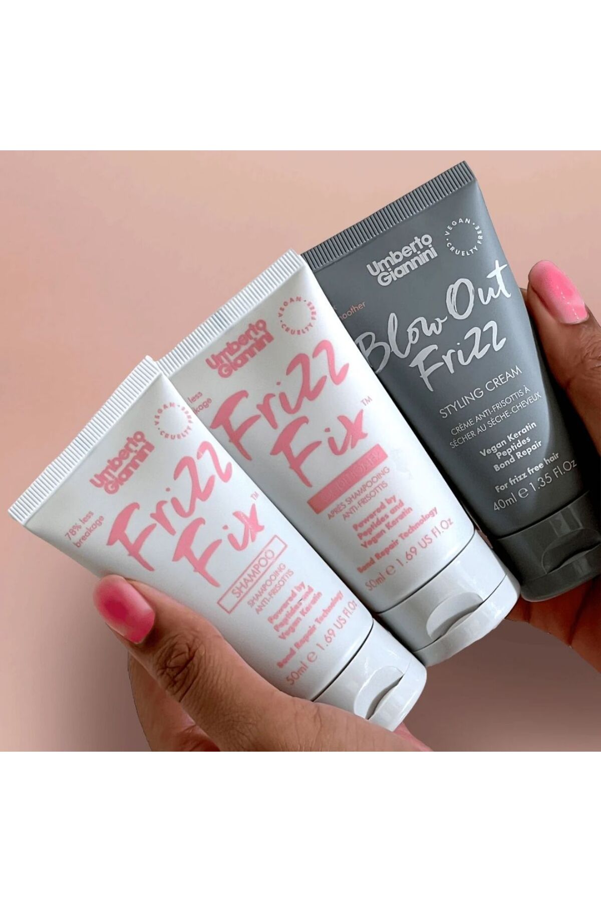 Umberto Giannini-Set de păr, cu efect antistatic, The Frizz Fix, Umberto Giannini, 2 x 50 ml, 1 x 40 ml 3